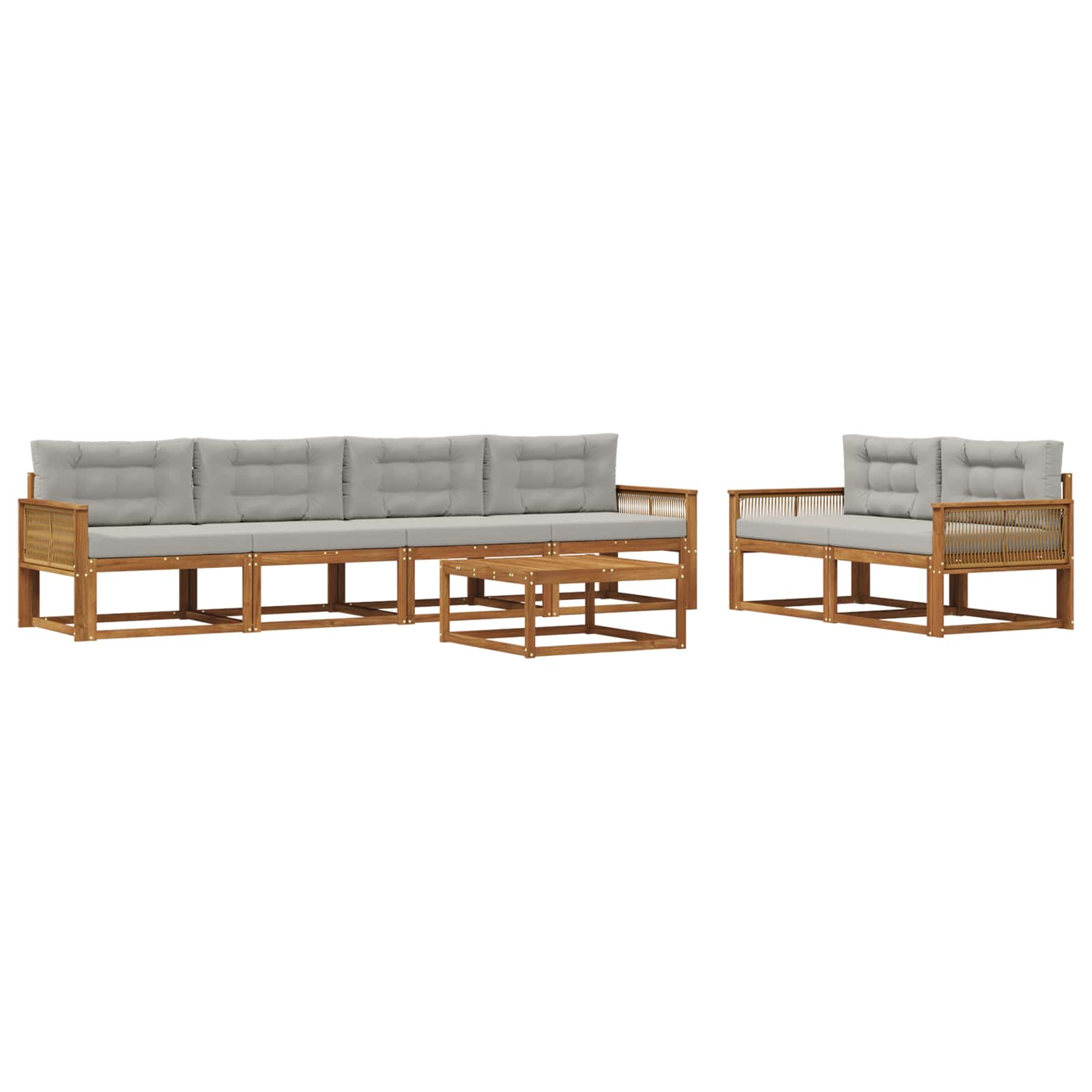 Set vanjskih sofa 7 pcs Prirodna i Svjetlosiva