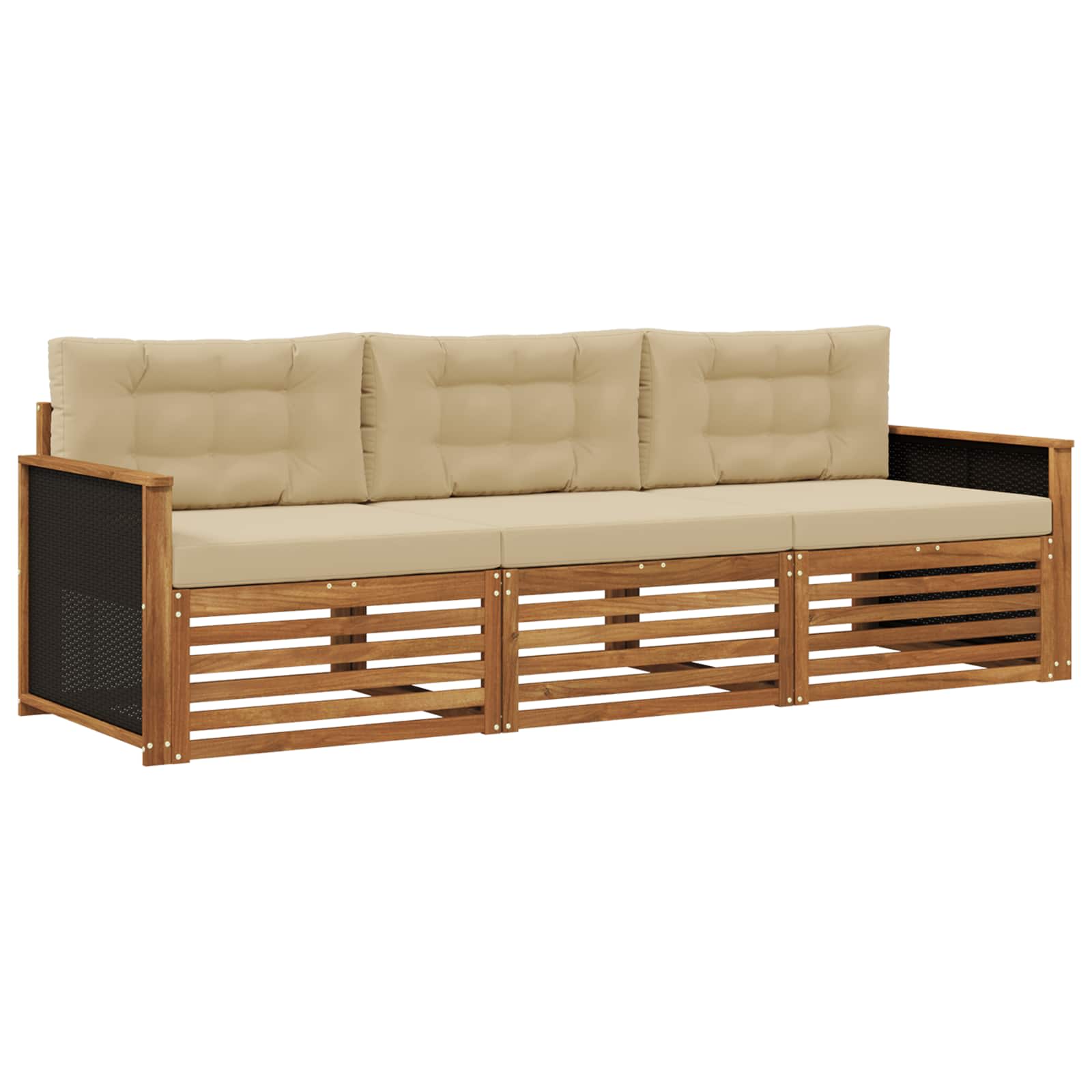 Set vanjskih sofa 3 pcs Prirodna i bež Poliester