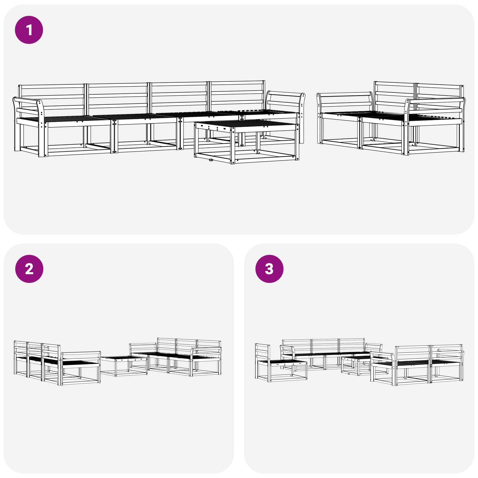 Set vanjskih sofa 7 pcs Bijela