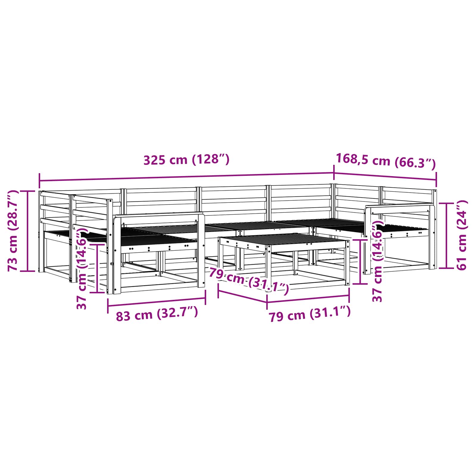 Set vanjskih sofa 7 pcs Bijela