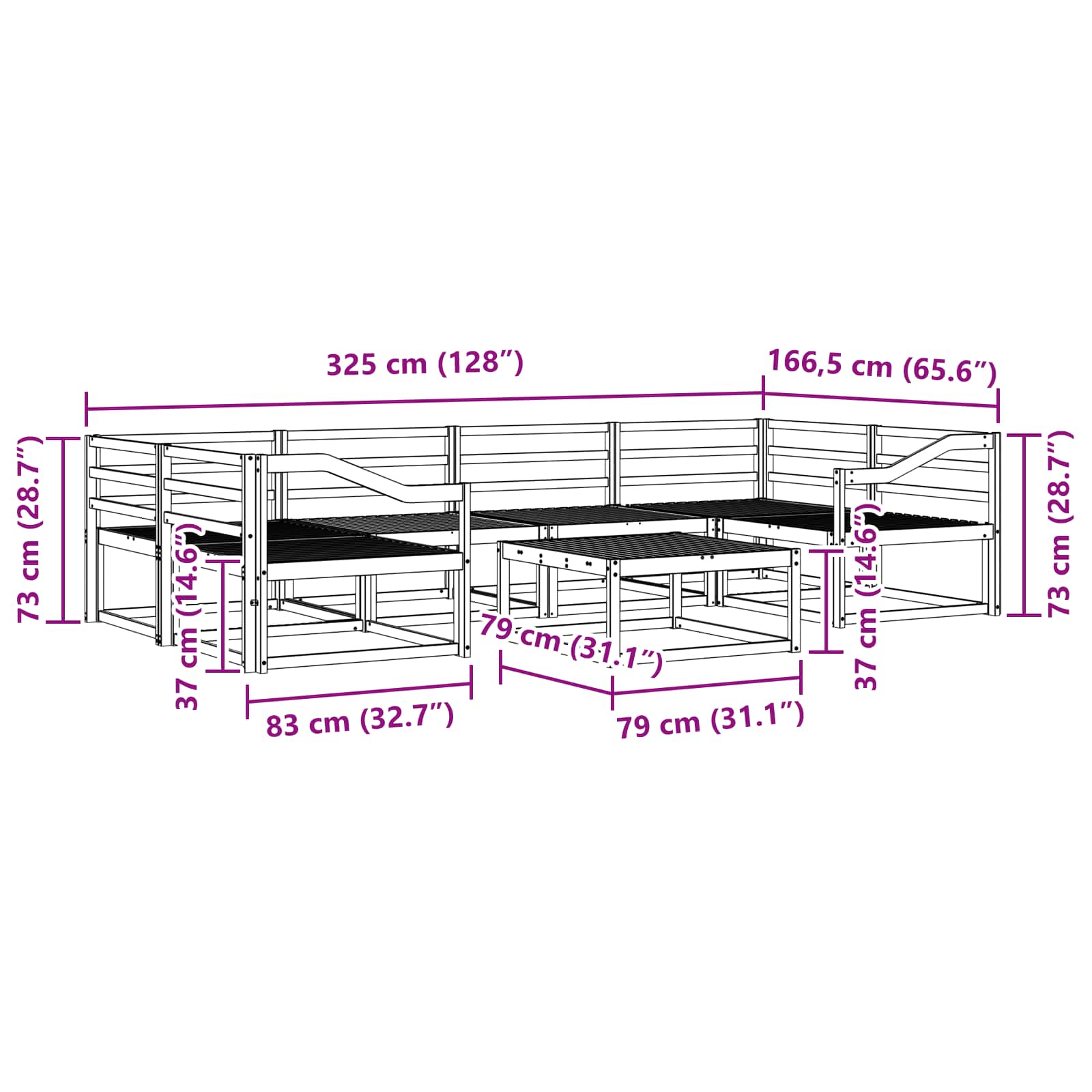 Set vanjskih sofa 7 pcs Bijela