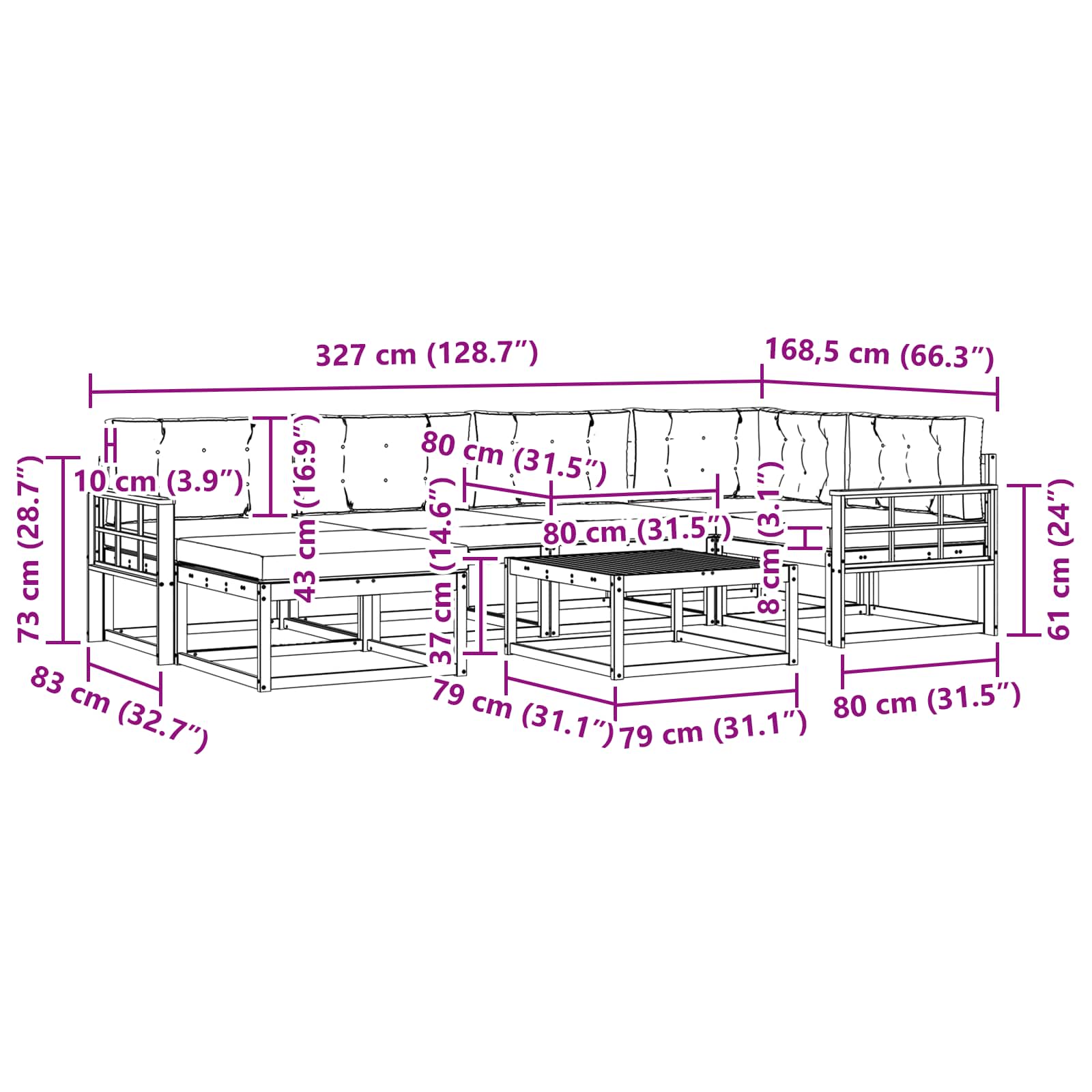 Set vanjskih sofa 7 pcs Bijela i antracit