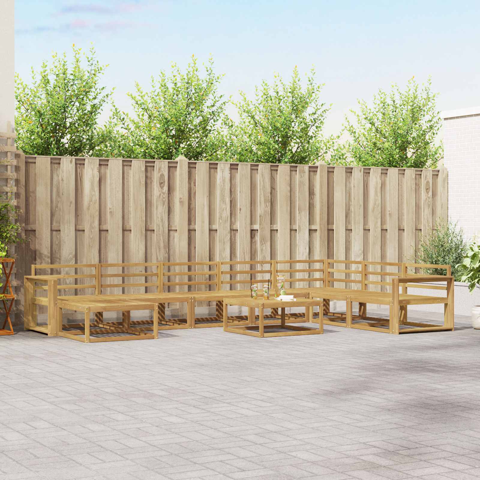 Set vanjskih sofa 9 pcs Bijela Čvrsto drvo akacije