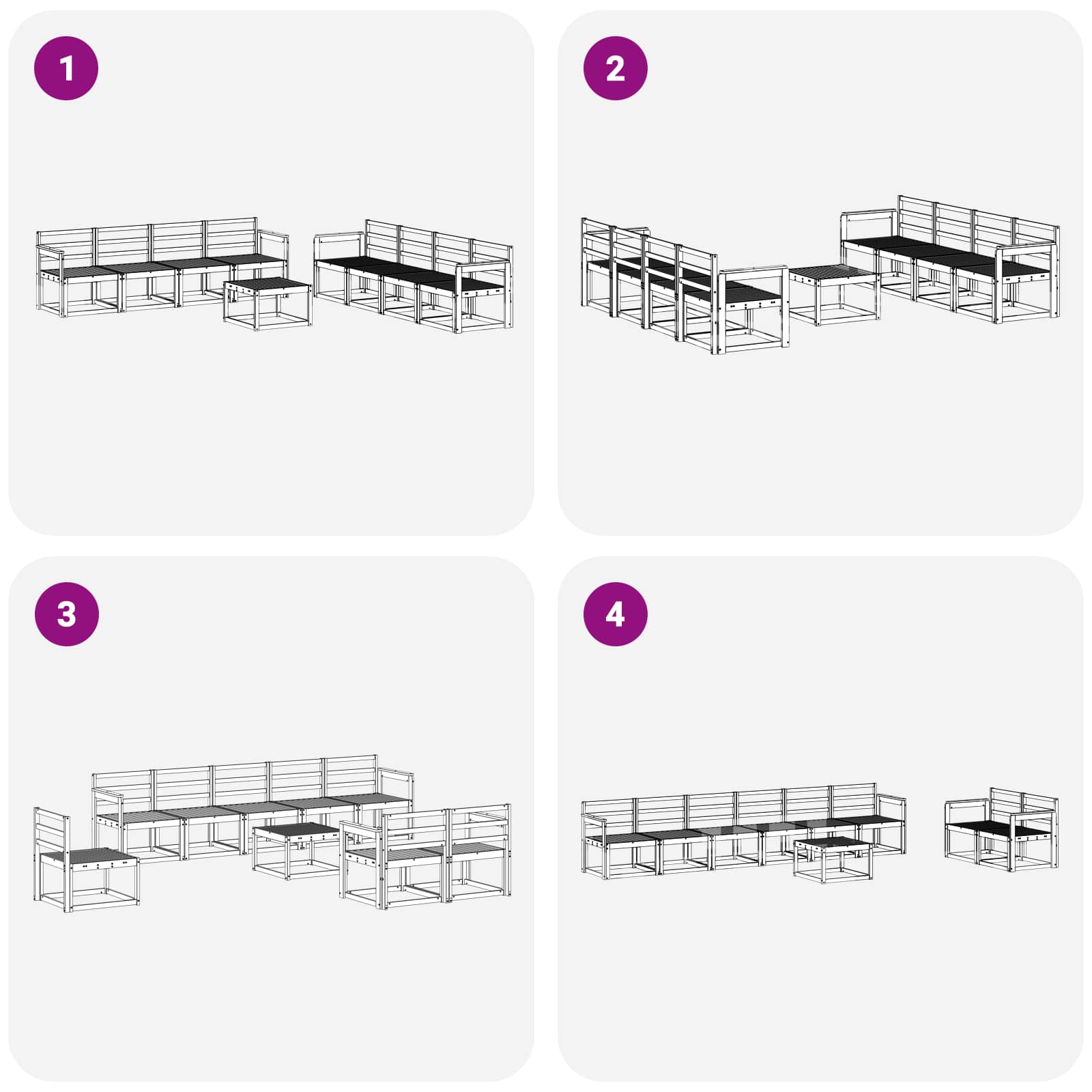 Set vanjskih sofa 9 pcs Bijela 59 x 59 x 37 cm