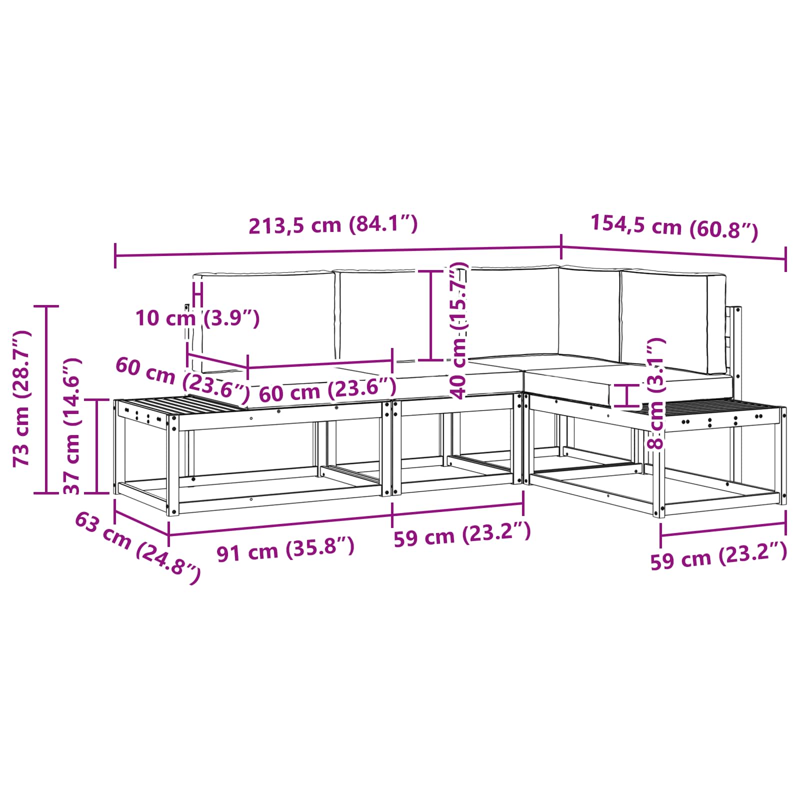 Set vanjskih sofa 3 Komad Bijela i antracit Poliester