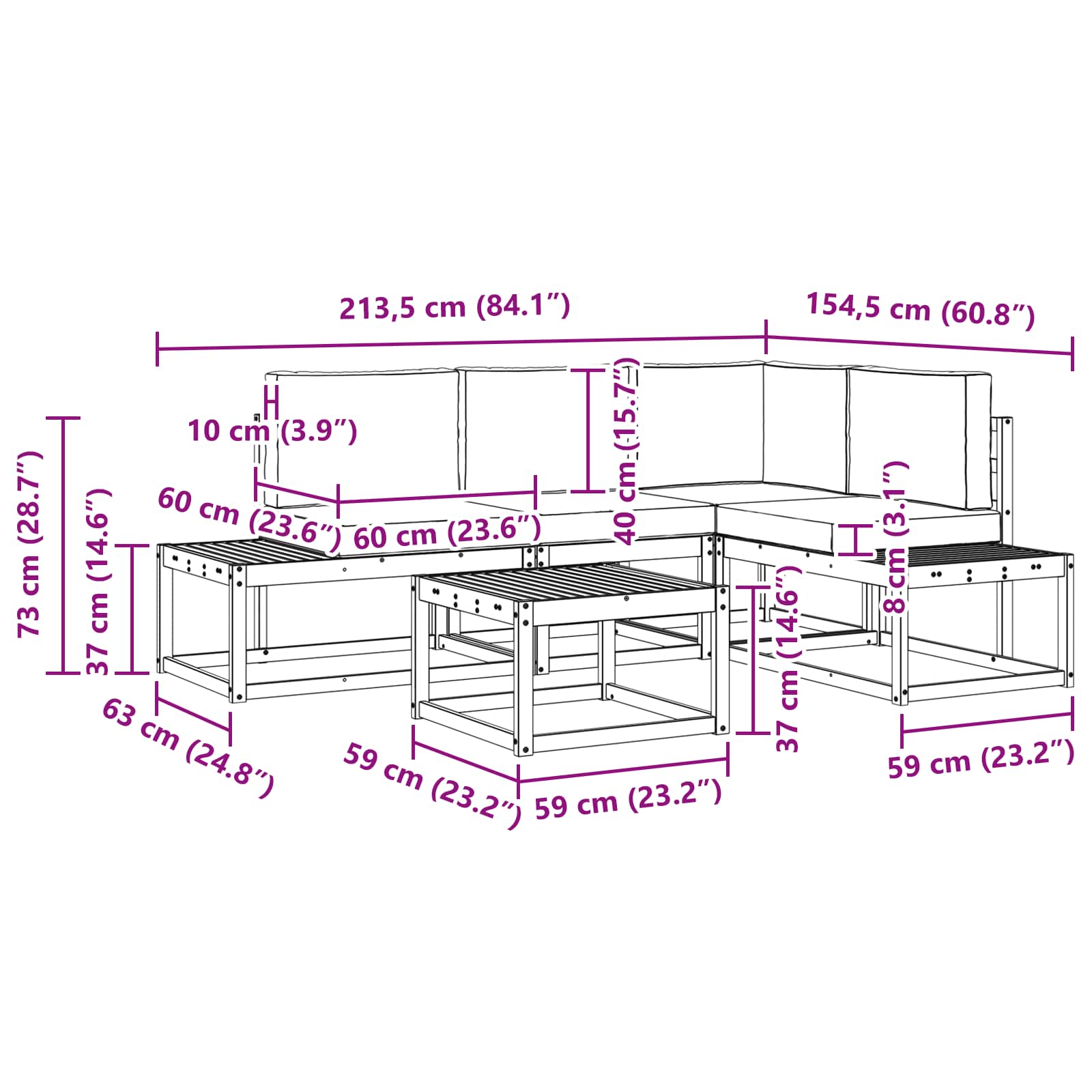 Set vanjskih sofa 4 Komad Bijela i svjetlosiva Poliester