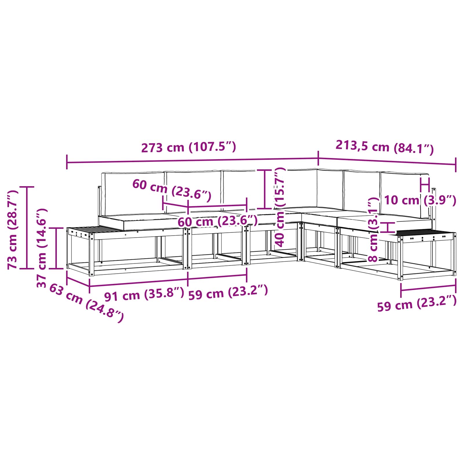 Set vanjskih sofa 4 Komad Bijela i bež Poliester