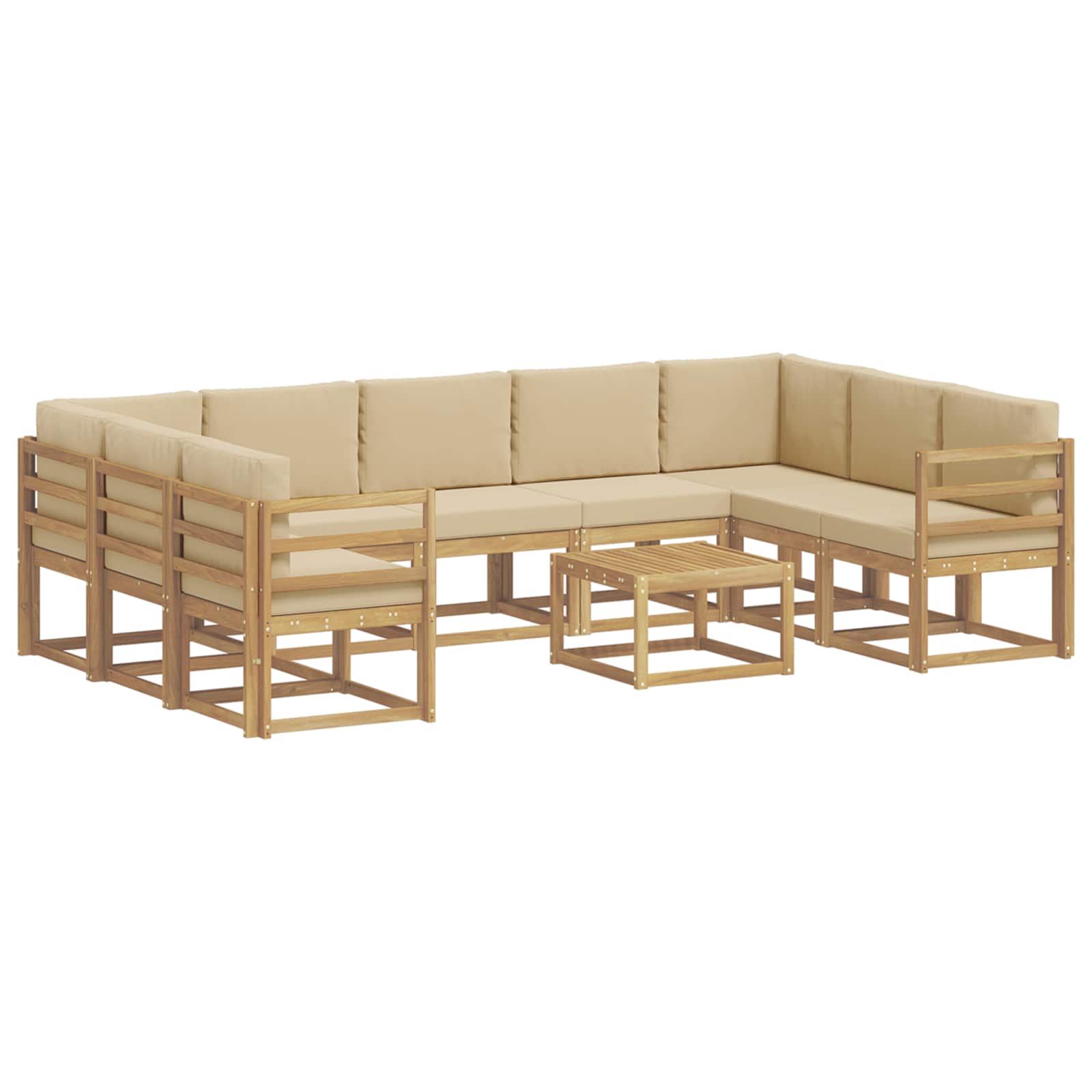 Set vanjskih sofa 10 pcs Bijela i bež 59 x 59 x 37 cm Poliester