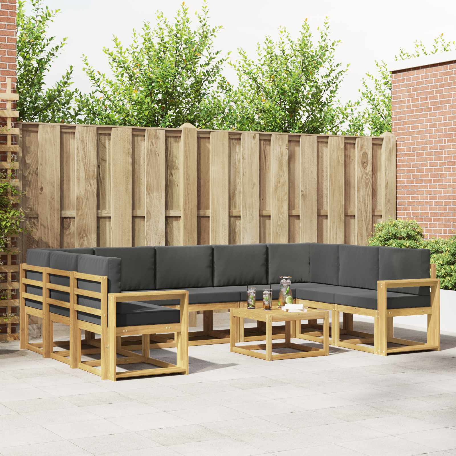 Set vanjskih sofa 10 pcs Bijela i antracit 59 x 59 x 37 cm