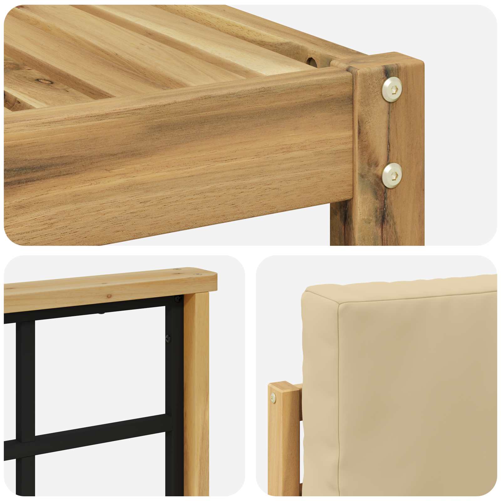 Set vanjskih sofa 10 pcs Bijela i bež 59 x 59 x 37 cm Poliester