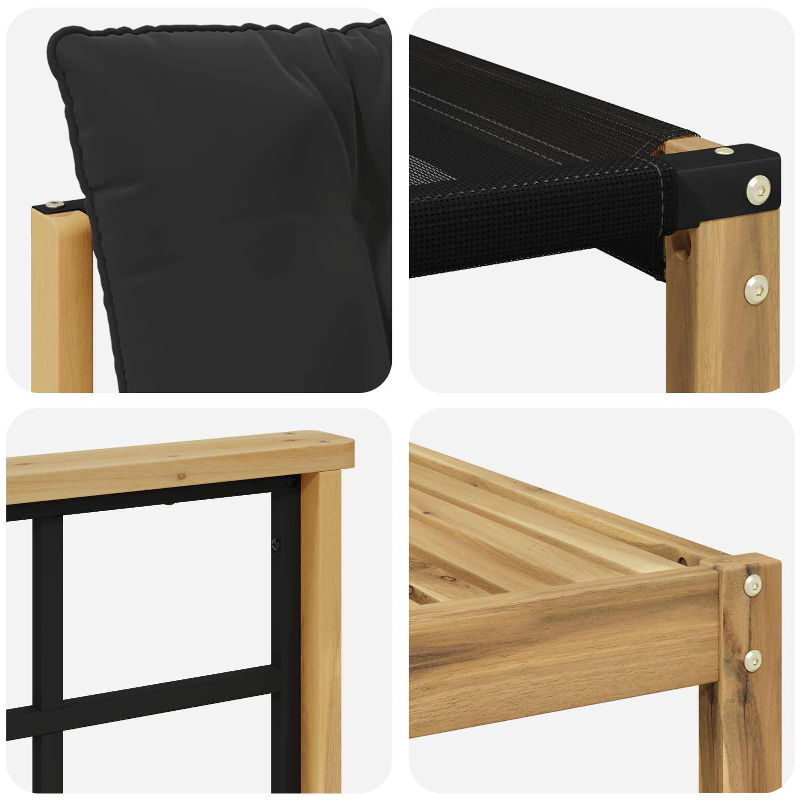 Set vanjskih sofa 8 pcs Bijela i crna Čvrsto drvo akacije