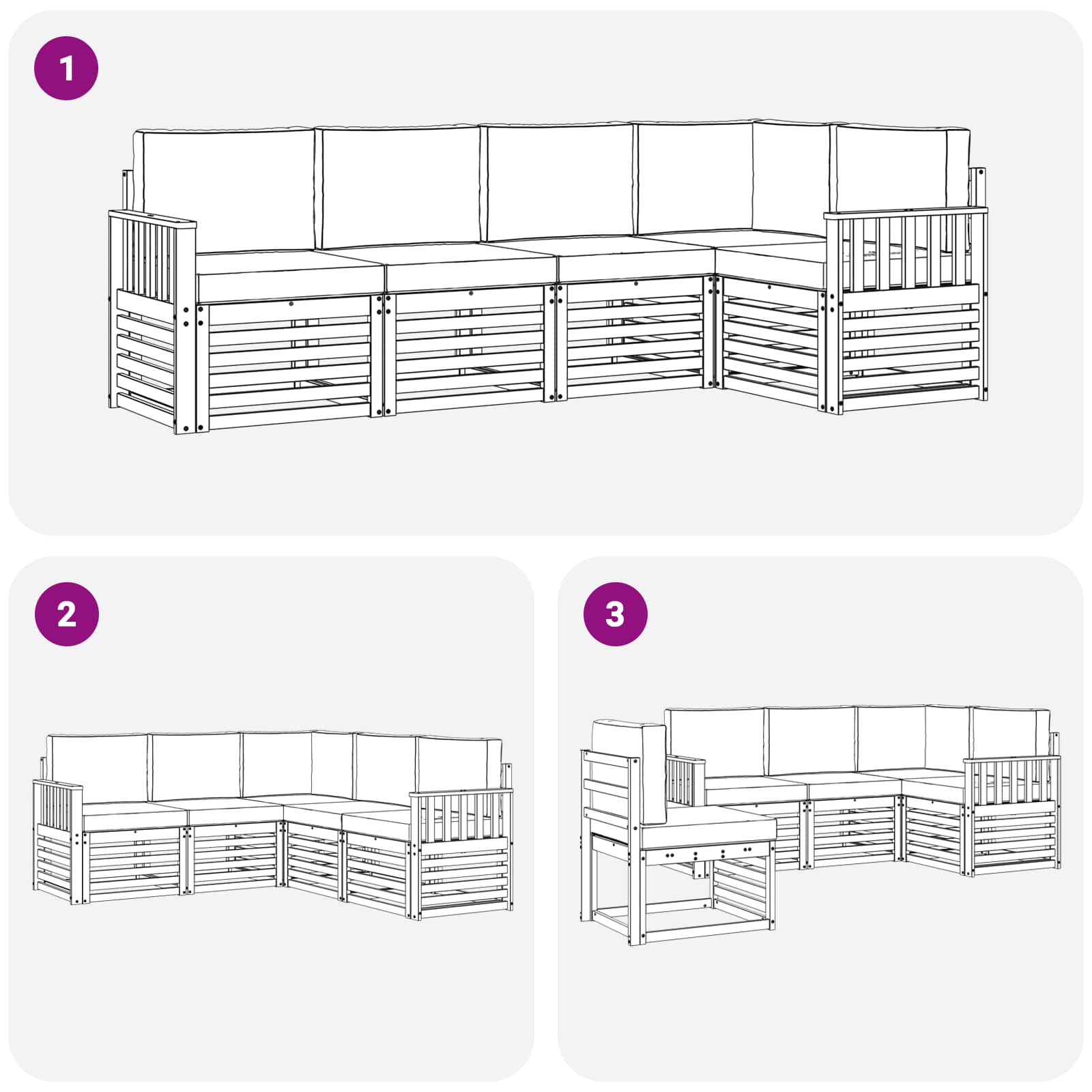 Set vanjskih sofa 5 pcs Bijela i bež 247 x 128,5 x 73 cm