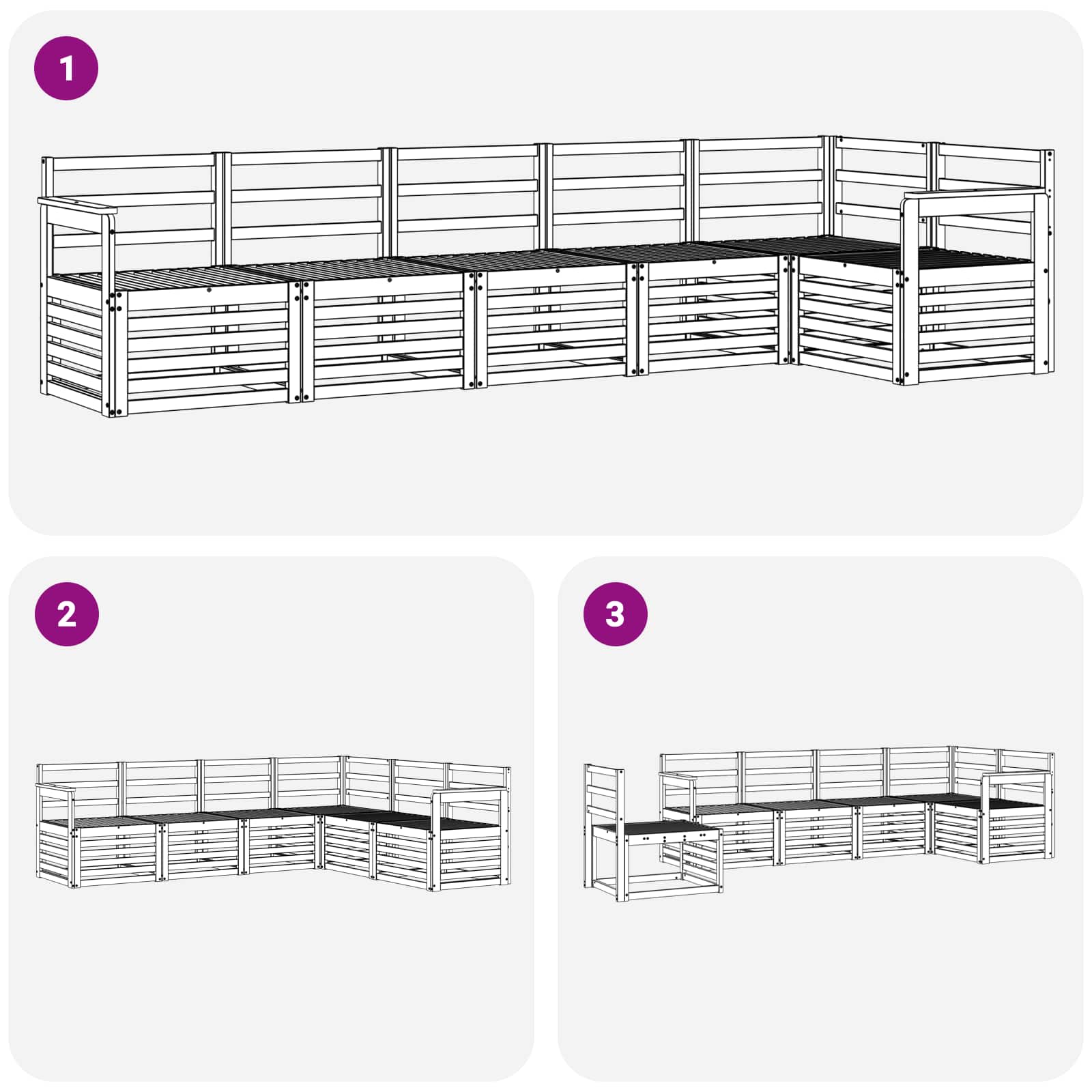 Set vanjskih sofa 6 pcs Bijela 306 x 128,5 x 73 cm