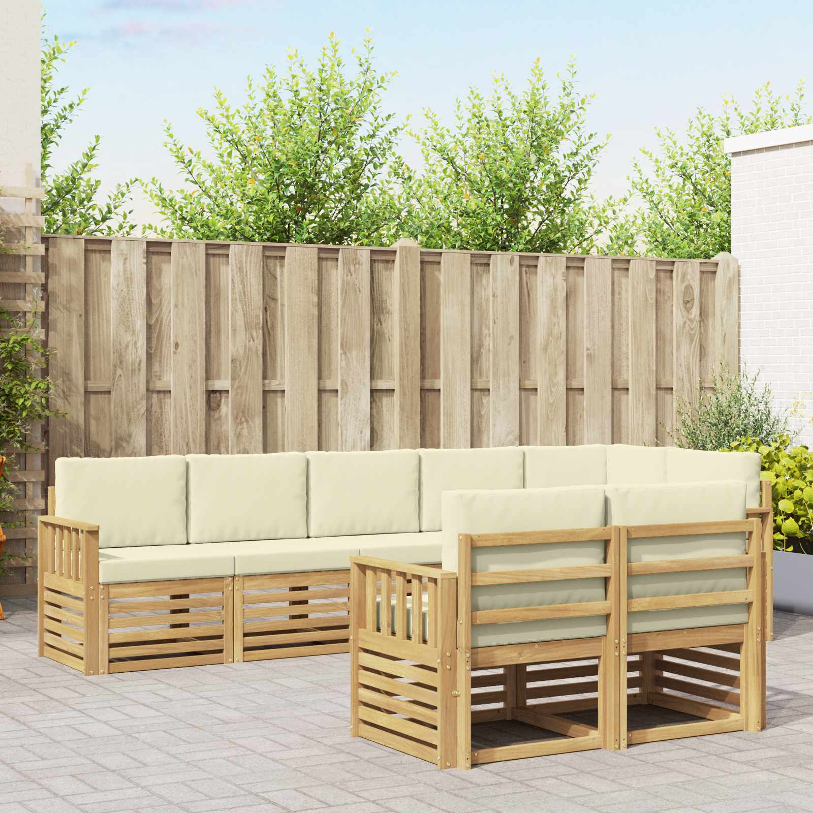 Set vanjskih sofa 8 pcs Bijela i krem 306 x 128,5 x 73 cm