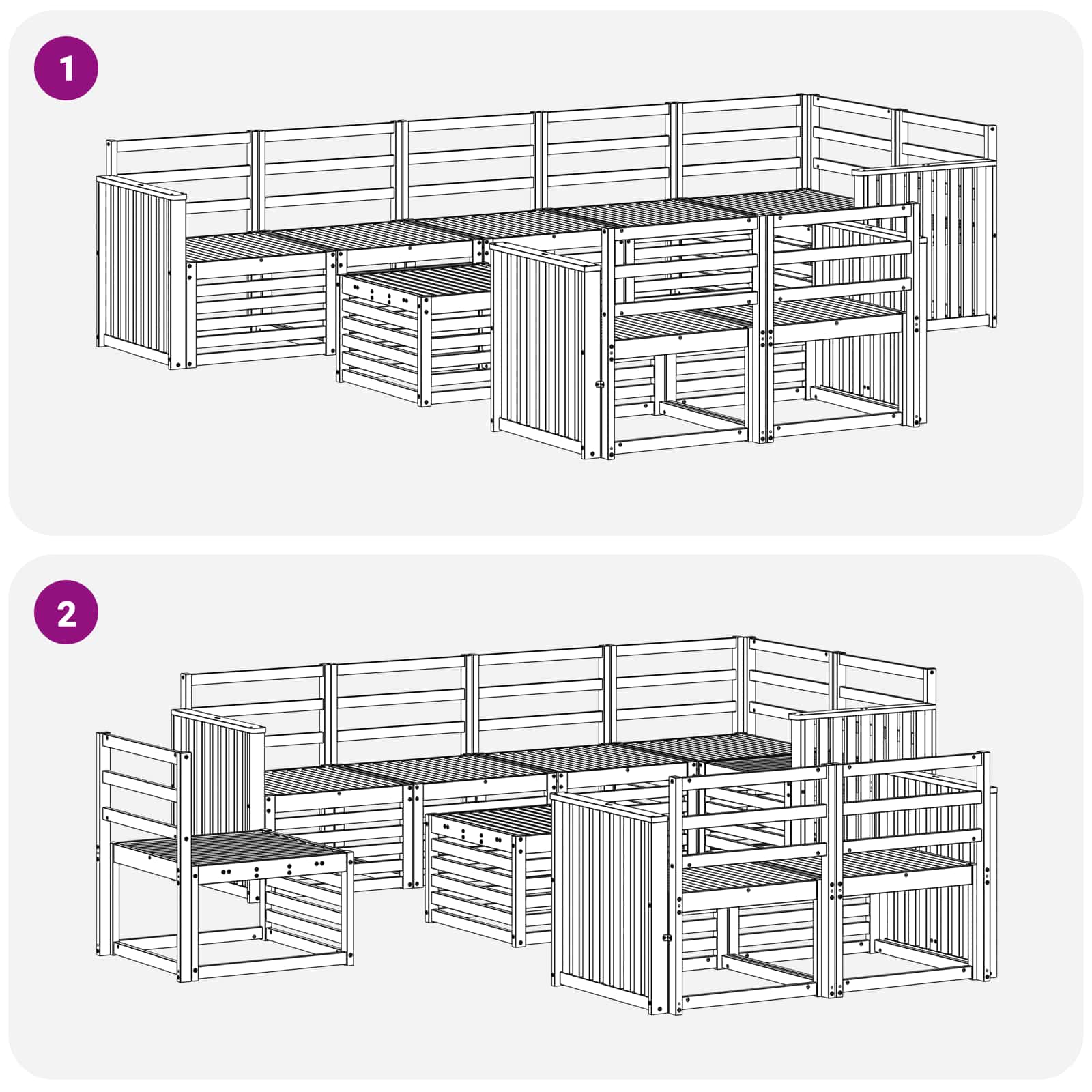 Set vanjskih sofa 9 pcs Bijela 59 x 59 x 37 cm