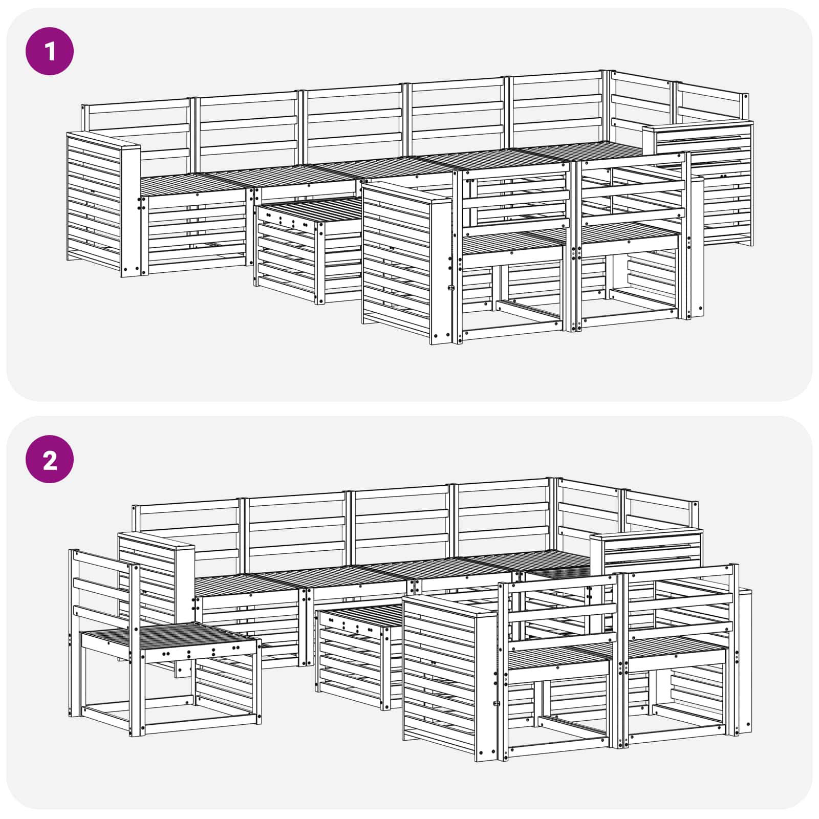 Set vanjskih sofa 9 pcs Bijela 59 x 59 x 37 cm
