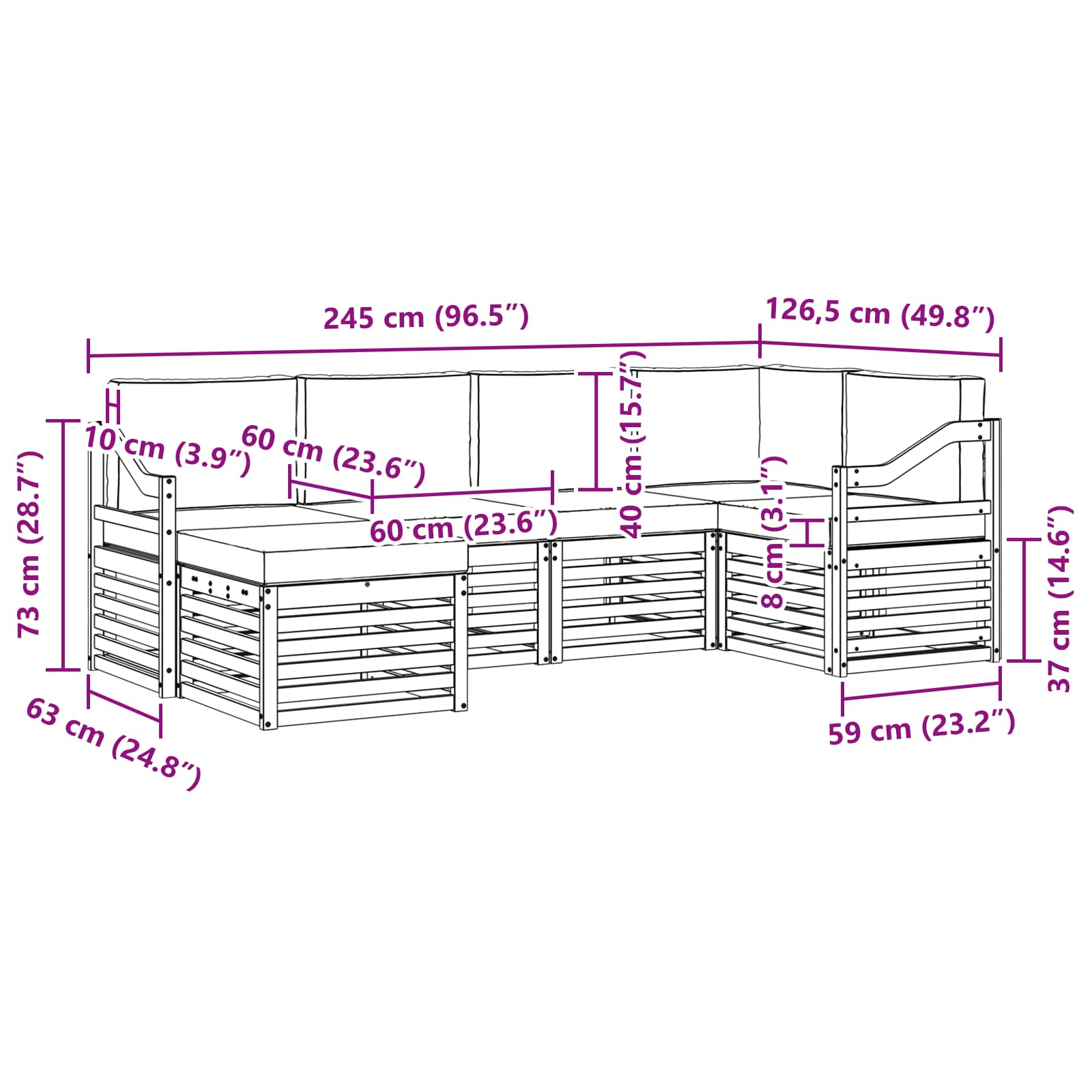 Set vanjskih sofa 6 pcs Bijela i bež Poliester