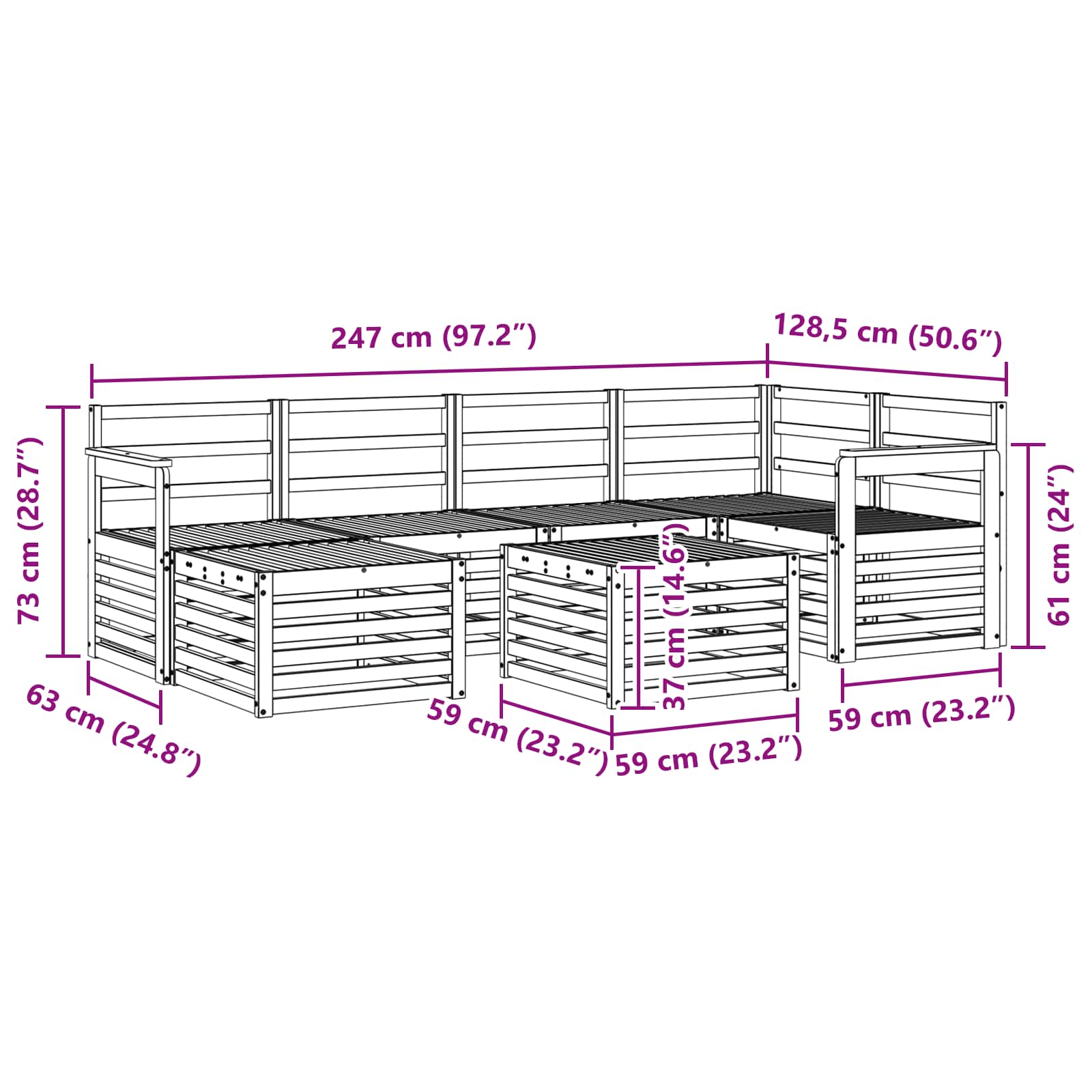 Set vanjskih sofa 7 pcs Bijela Poliester