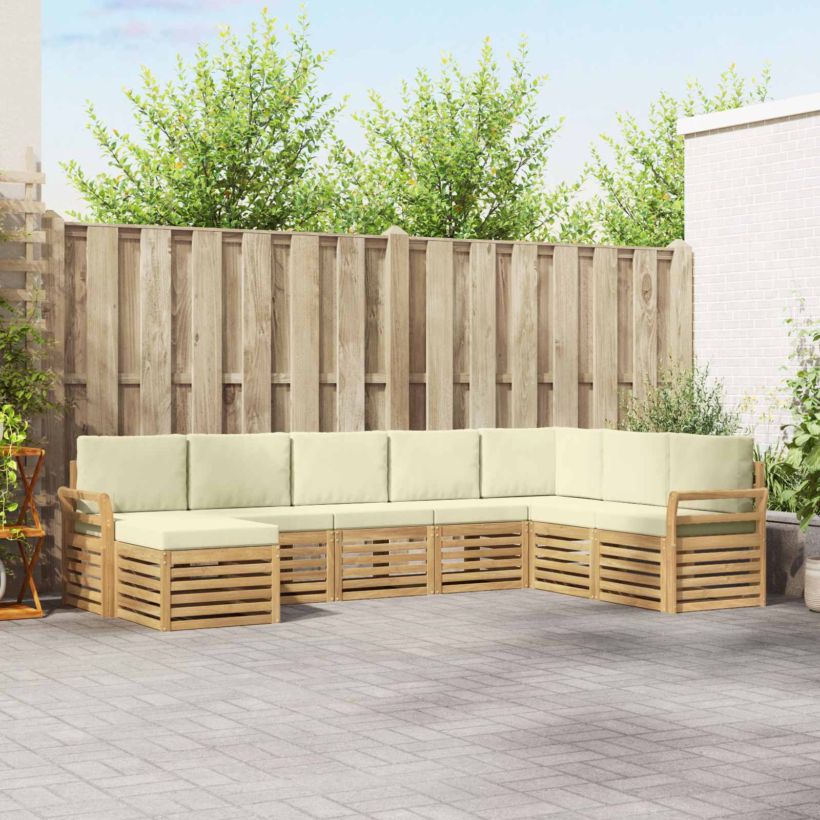 Set vanjskih sofa 8 pcs Bijela i krem 308 x 190 x 73 cm