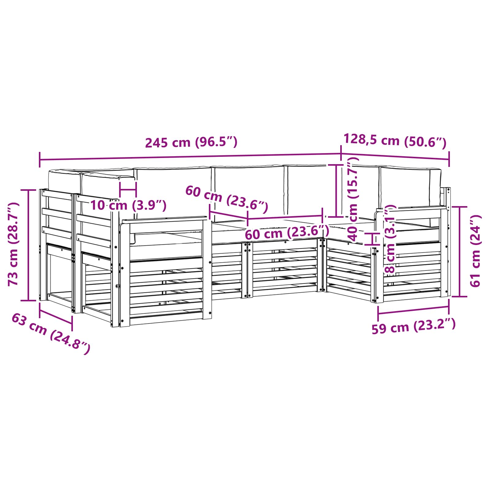 Set vanjskih sofa 5 pcs Bijela i svijetlosiva