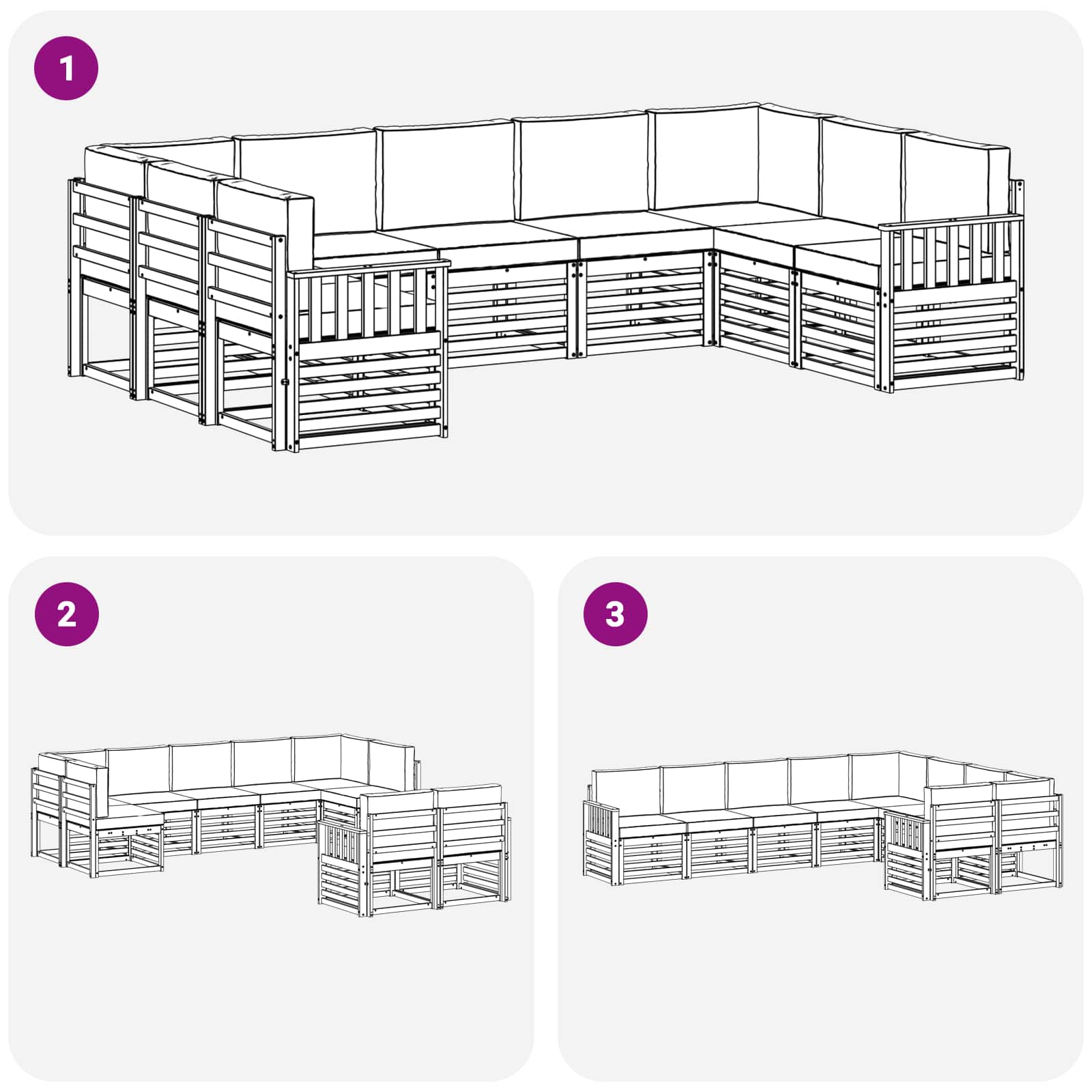 Set vanjskih sofa 7 pcs Bijela i Bež 304 x 128,5 x 73 cm