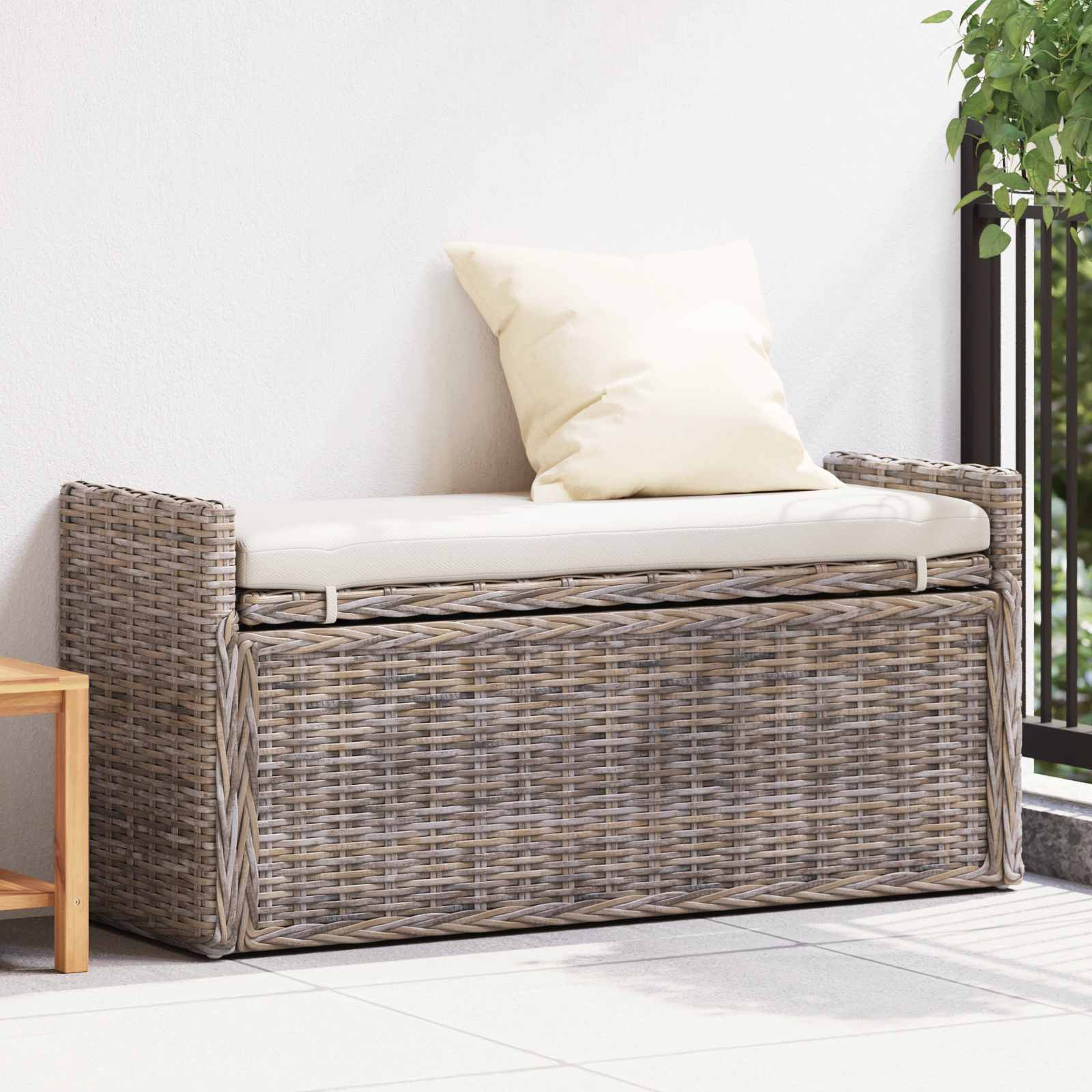 Klupa za pohranu s jastukom Siva 110 x 40 x 50 cm Ratan