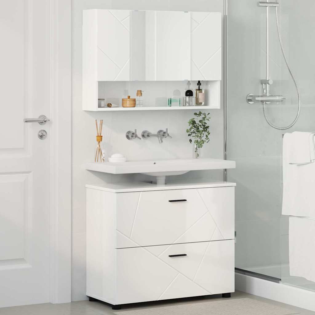 Set namještaja za kupaonicu s ladicama 2 pcs Visoki sjaj bijela