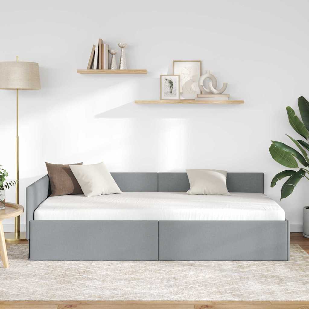 Kutni okvir kreveta Svijetlo siva 90 cm x 190 cm tkanina