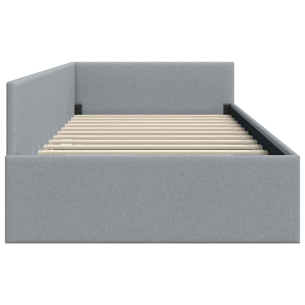 Kutni okvir kreveta Svijetlo siva 90 cm x 190 cm tkanina