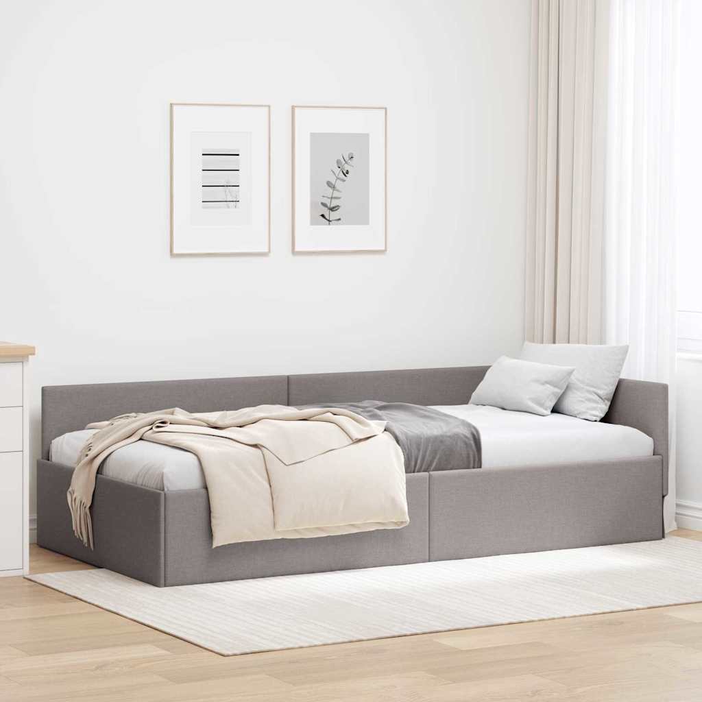 Kutni okvir kreveta Sivo-smeđa 90 cm x 190 cm tkanina
