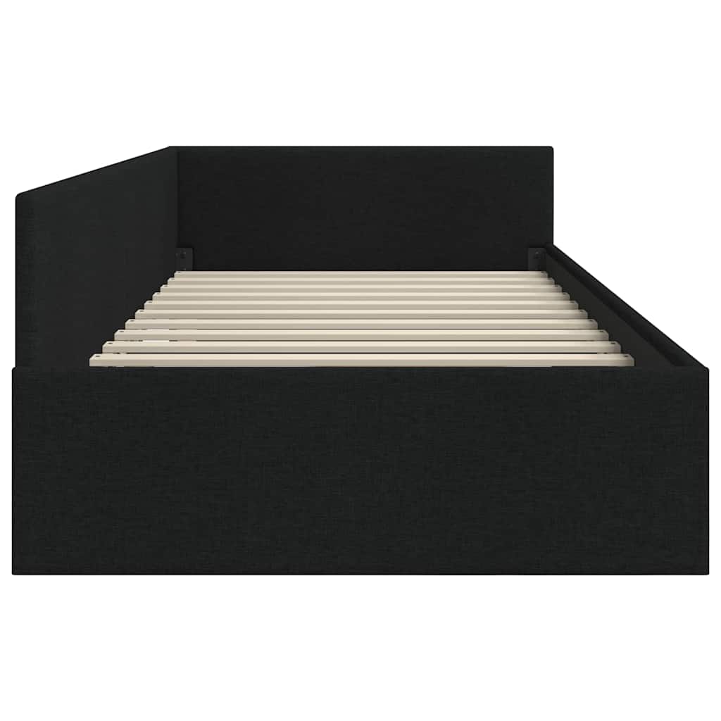 Kutni okvir kreveta s uzglavljem Crna 100 cm x 200 cm tkanina