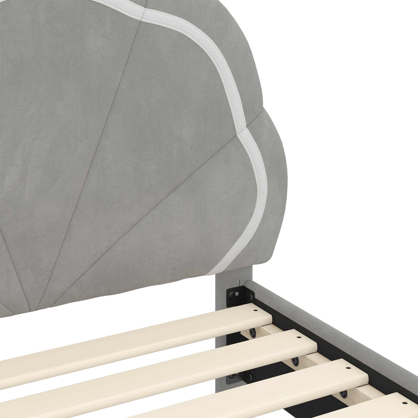 Krevet za djecu s uzglavljem Svjetlosiva 80 x 200 cm Baršun