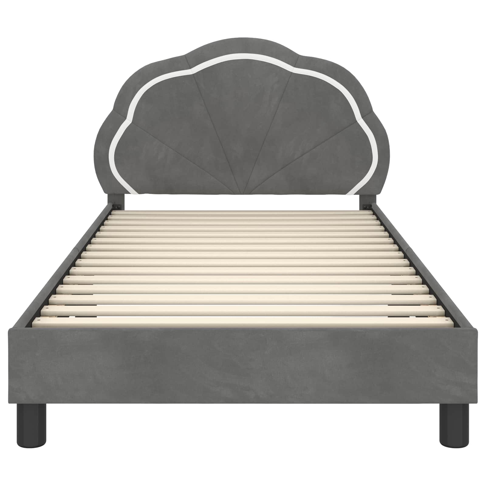 Krevet za djecu s uzglavljem Tamnosiva 80 x 200 cm Baršun