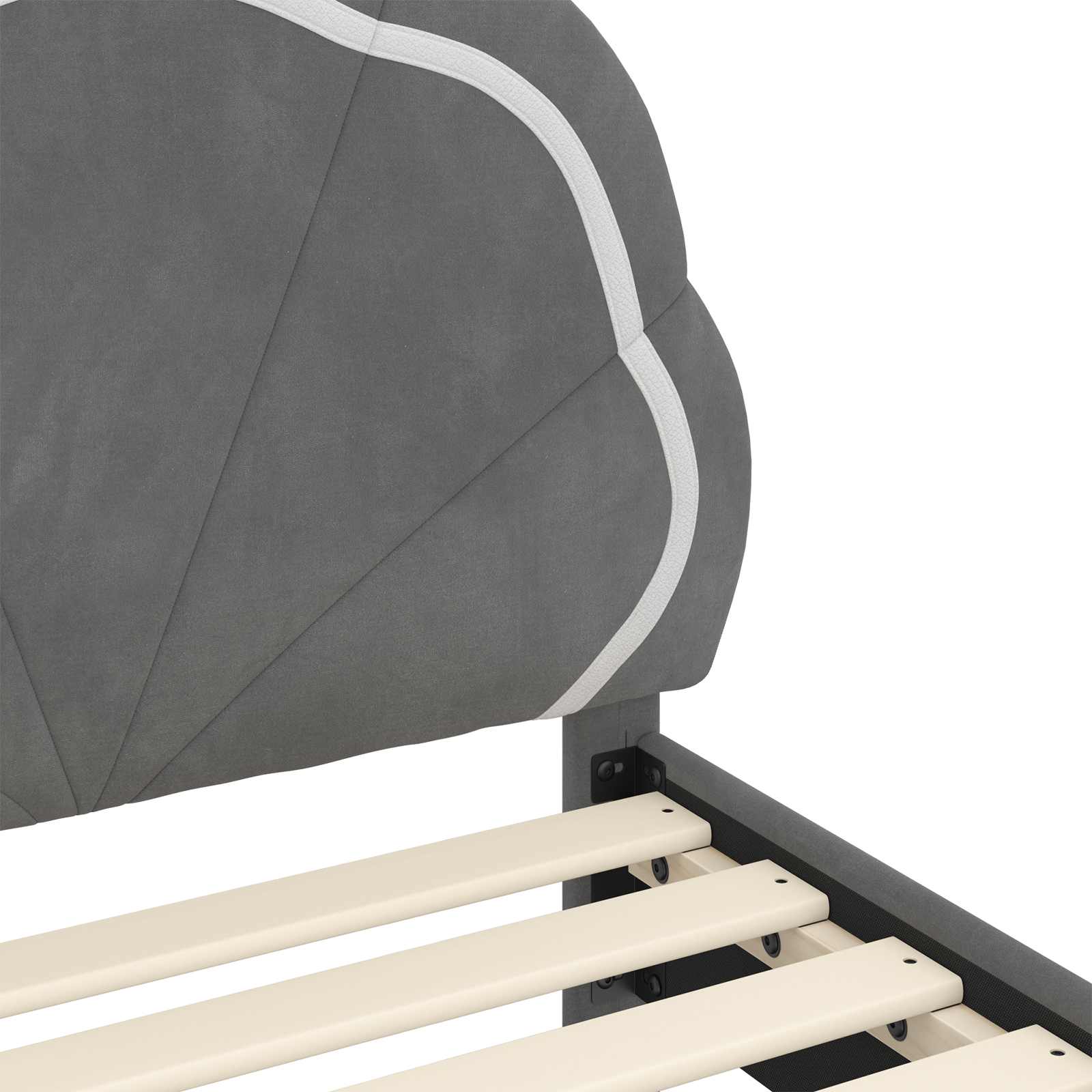 Krevet za djecu s uzglavljem Tamnosiva 90 x 190 cm Baršun