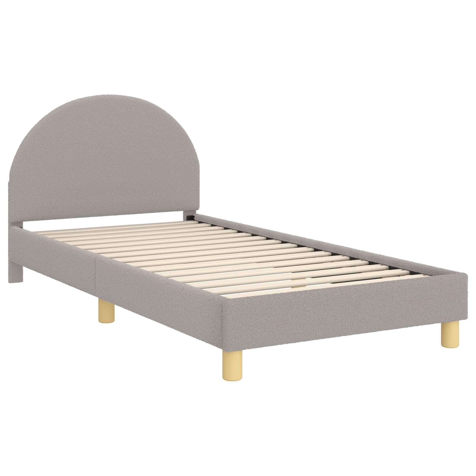 Krevet za djecu s uzglavljem Svjetlosiva 90 x 190 cm Bouclé