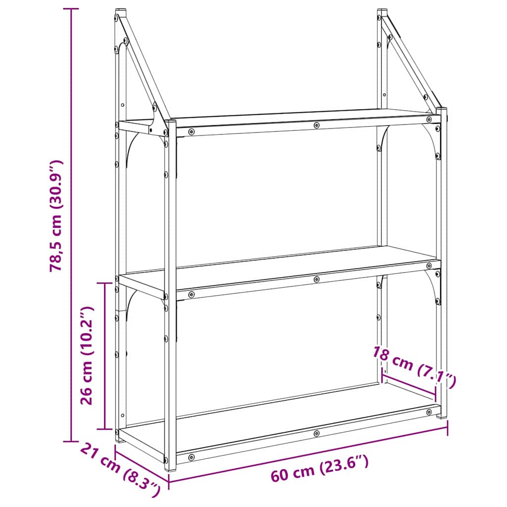 Polica na zidu Staro drvo 60 x 21 x 78,5 cm Konstruirano drvo