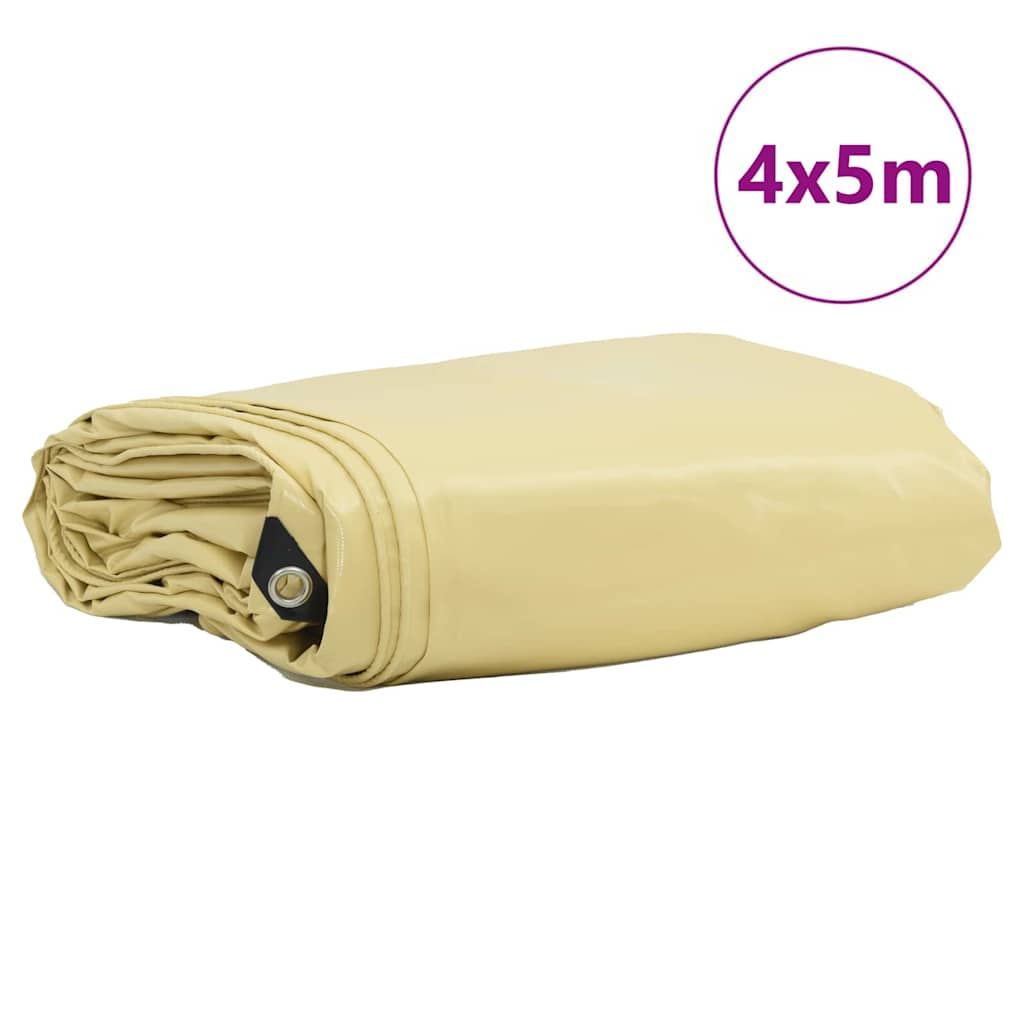 Cerada 650g / m² Bež 4 x 5 m Platno s PVC premazom