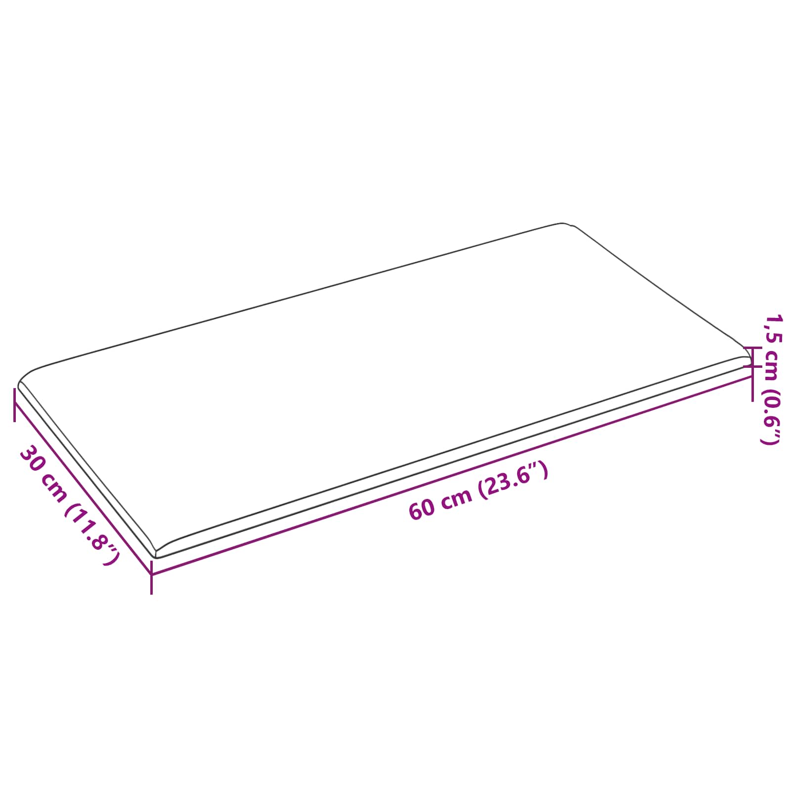 Zidna uzglavlja 12 pcs 60 x 30 cm Crna tkanina