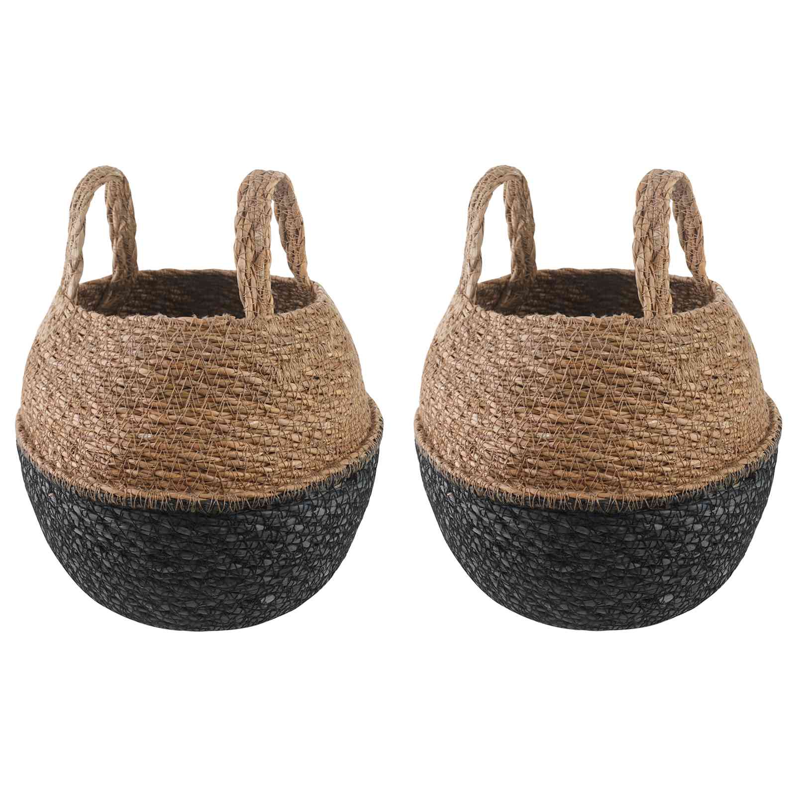 Saksija za biljke s ručkama 2 pcs Crna Ø 22 x 20 cm