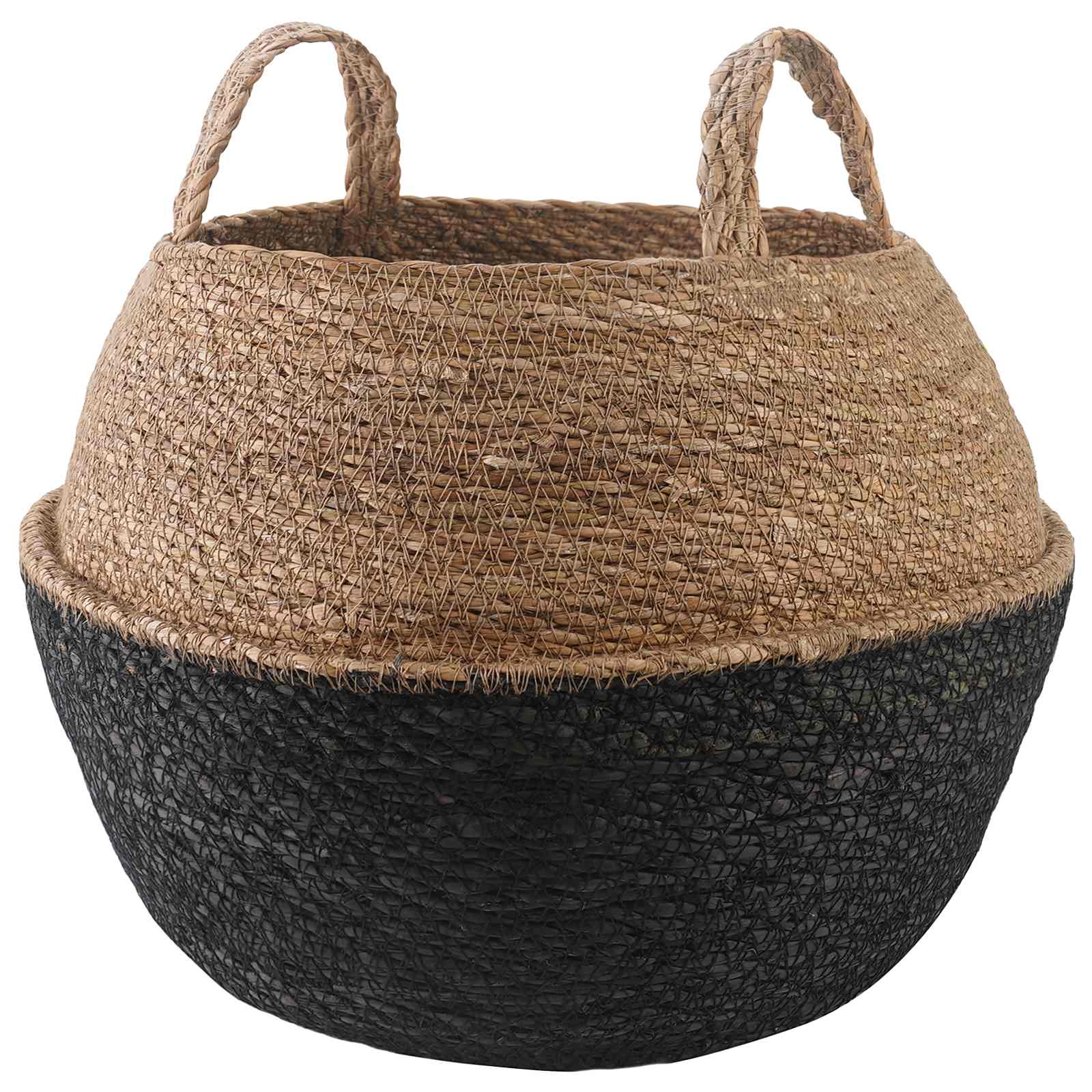 Saksija za biljke s ručkama Crna Ø 45 x 36 cm 100% morska trava