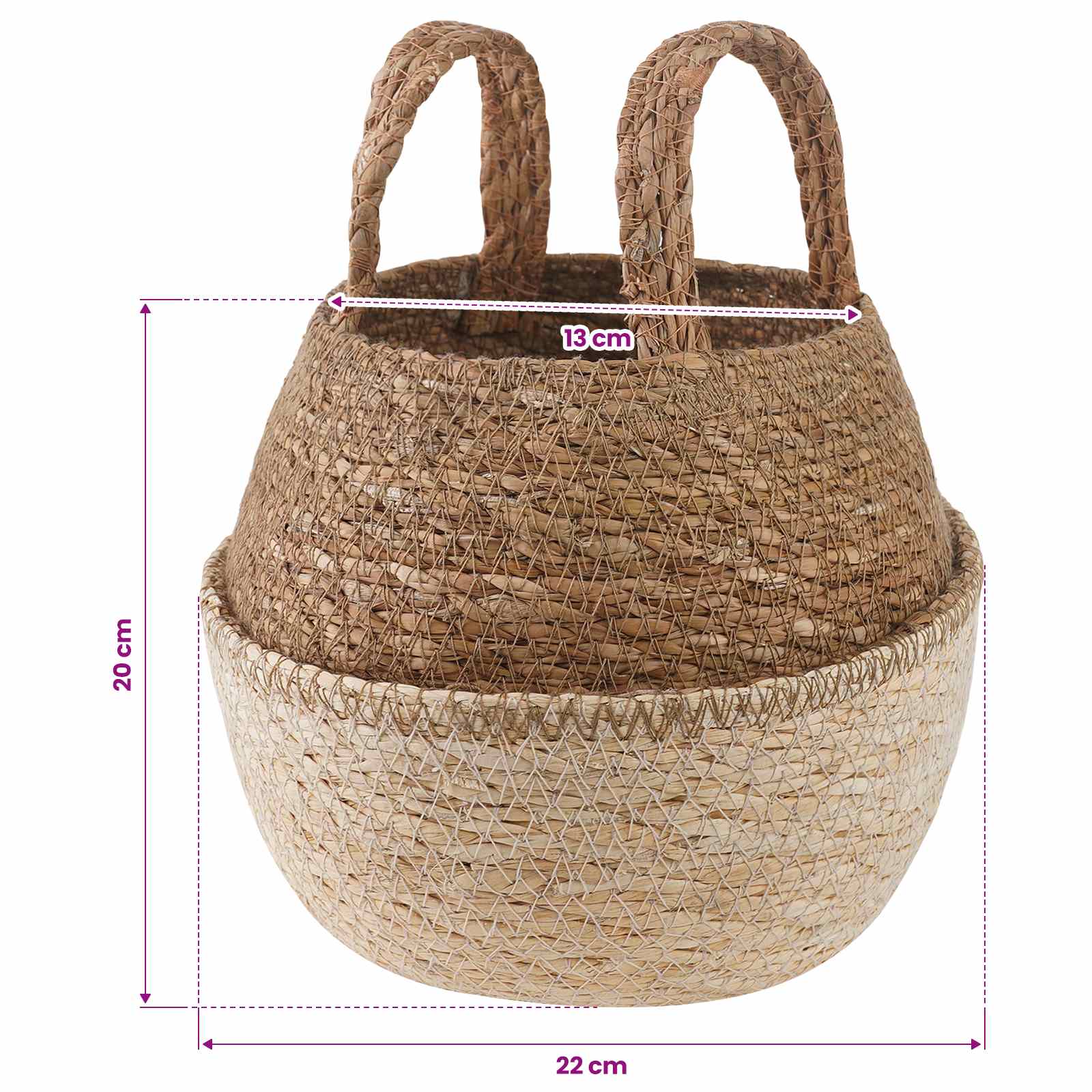 Saksija za biljke s ručkama 2 pcs Bijela Ø 22 x 20 cm
