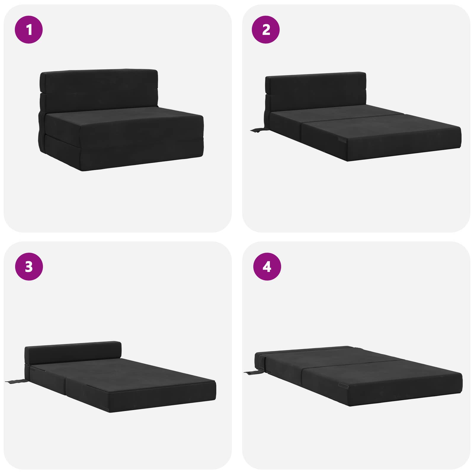 Sofa na razvlačenje Crna 70 x 80 x 60 cm Tkanina