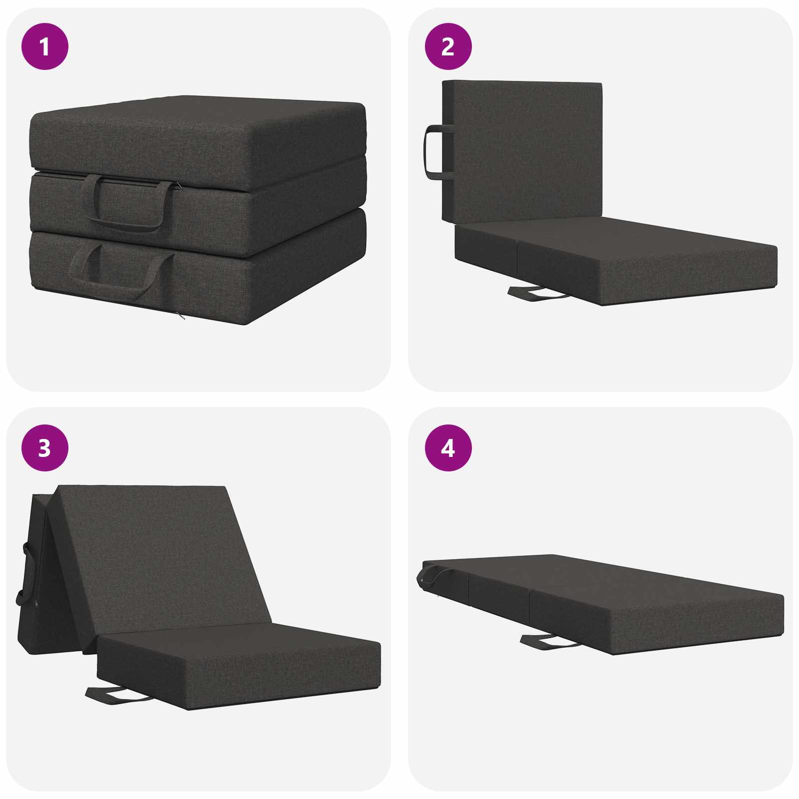 Sofa na razvlačenje 90 x 63 x 45 cm Tamnosiva