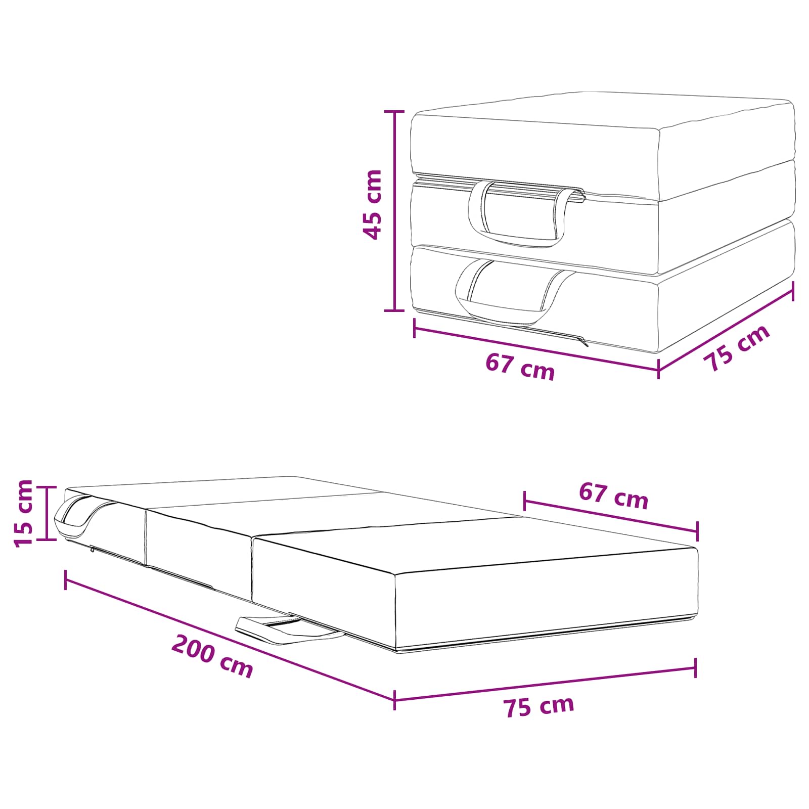 Sofa na razvlačenje 75 x 67 x 45 cm Tamnosiva
