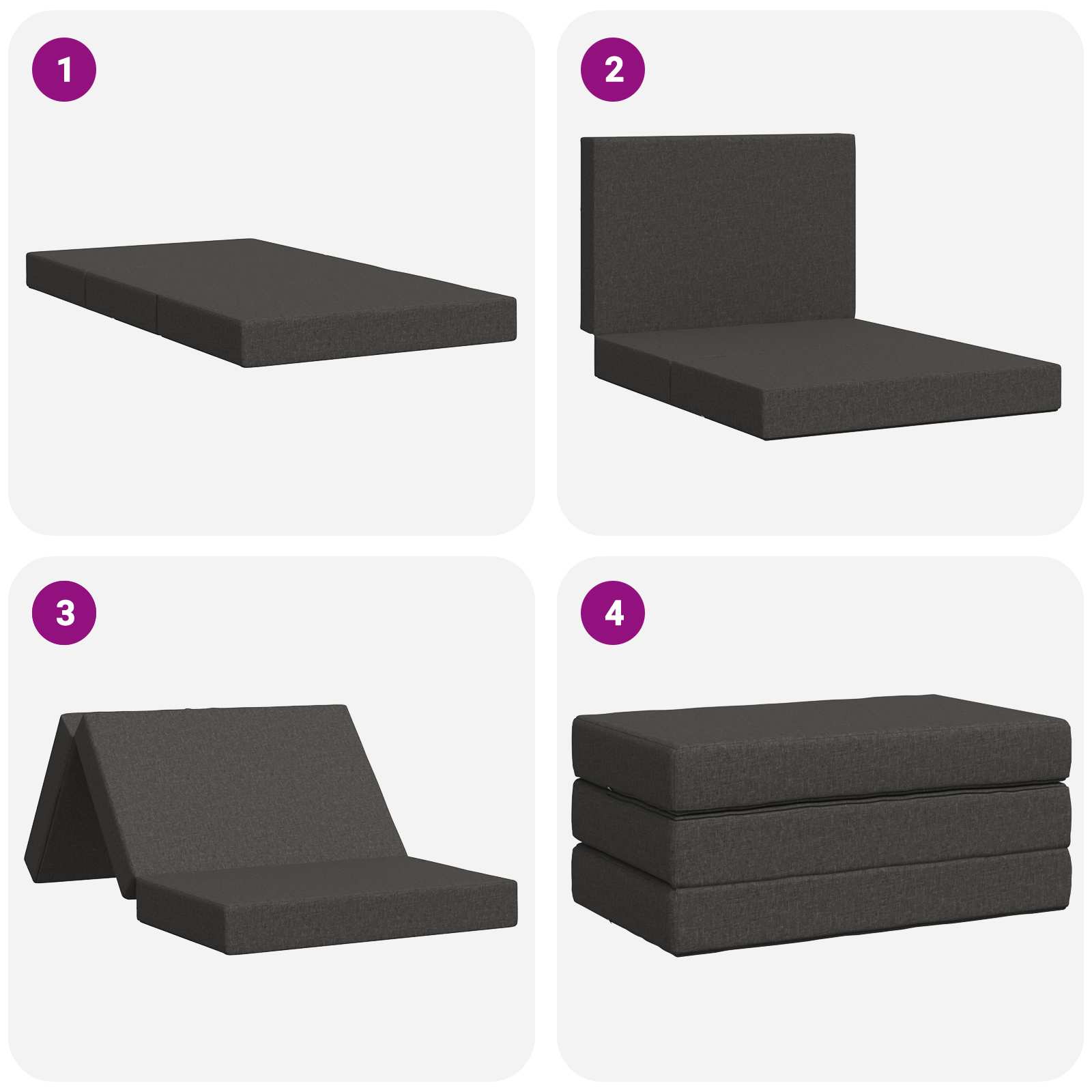 Sofa na razvlačenje 80 x 67 x 45 cm Tamnosiva