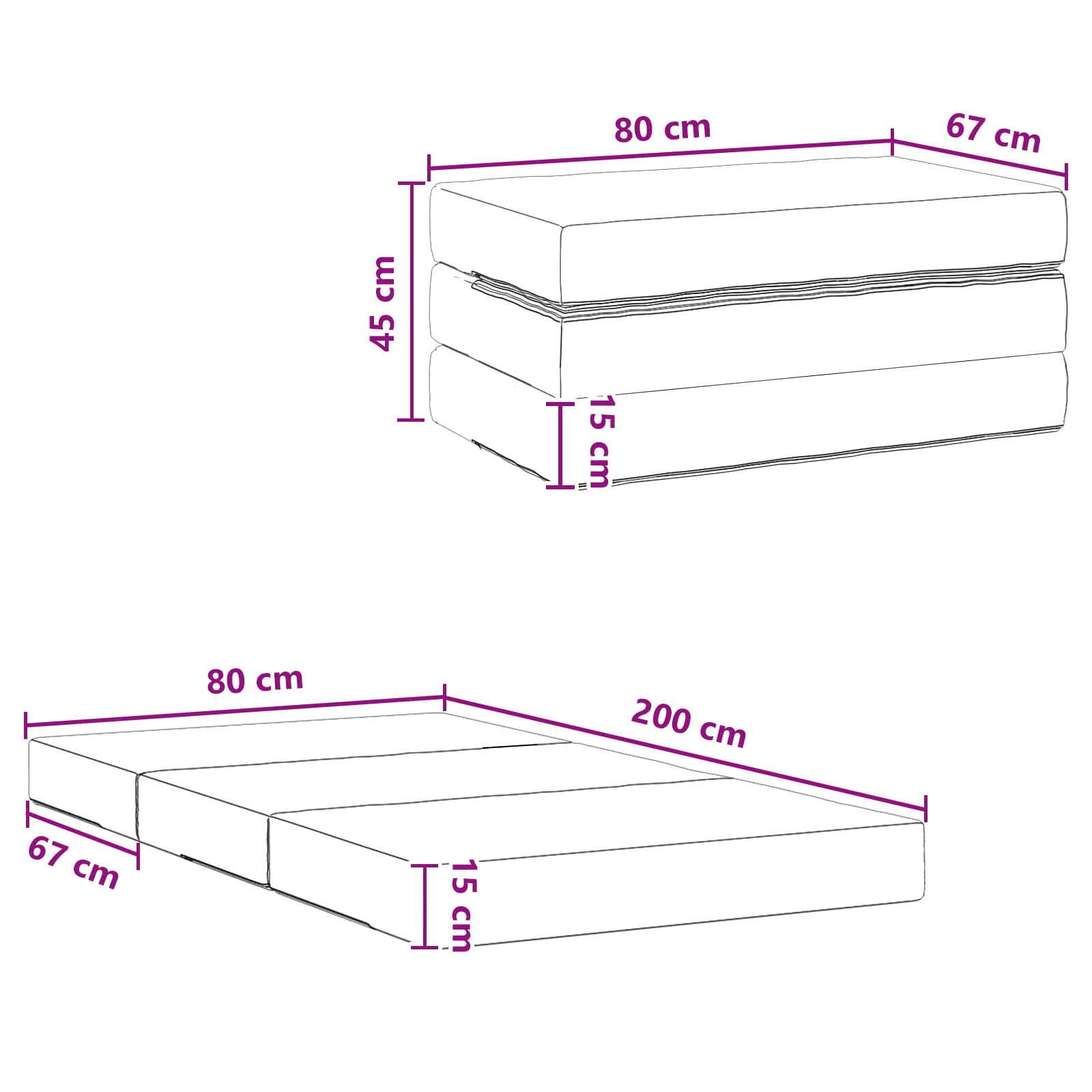Sofa na razvlačenje 80 x 67 x 45 cm Sivosmeđa