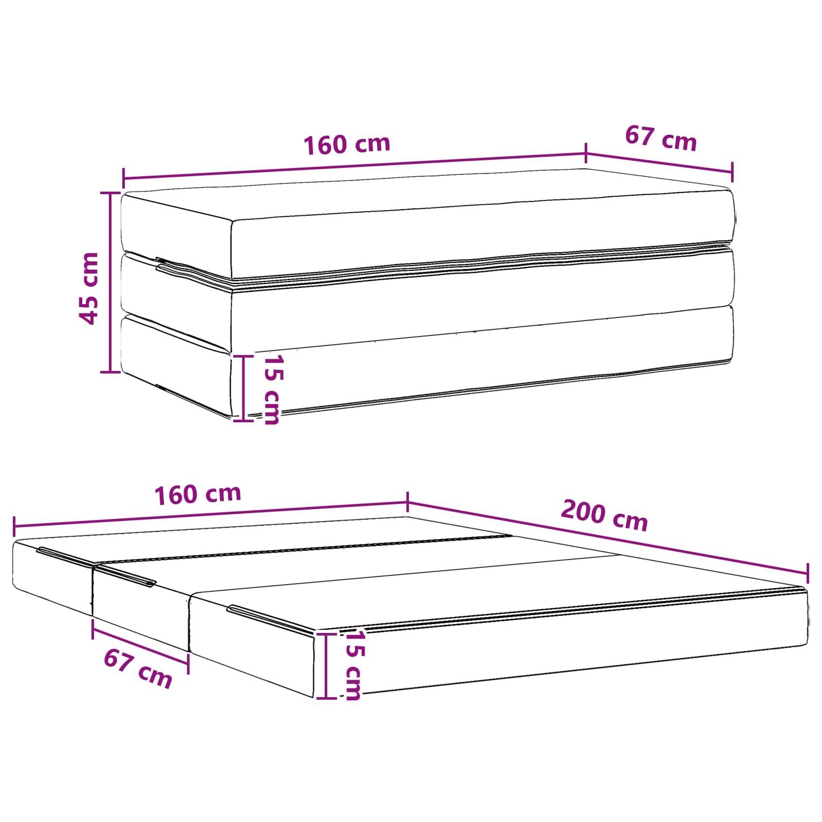 Sofa na razvlačenje 160 x 67 x 45 cm Sivosmeđa
