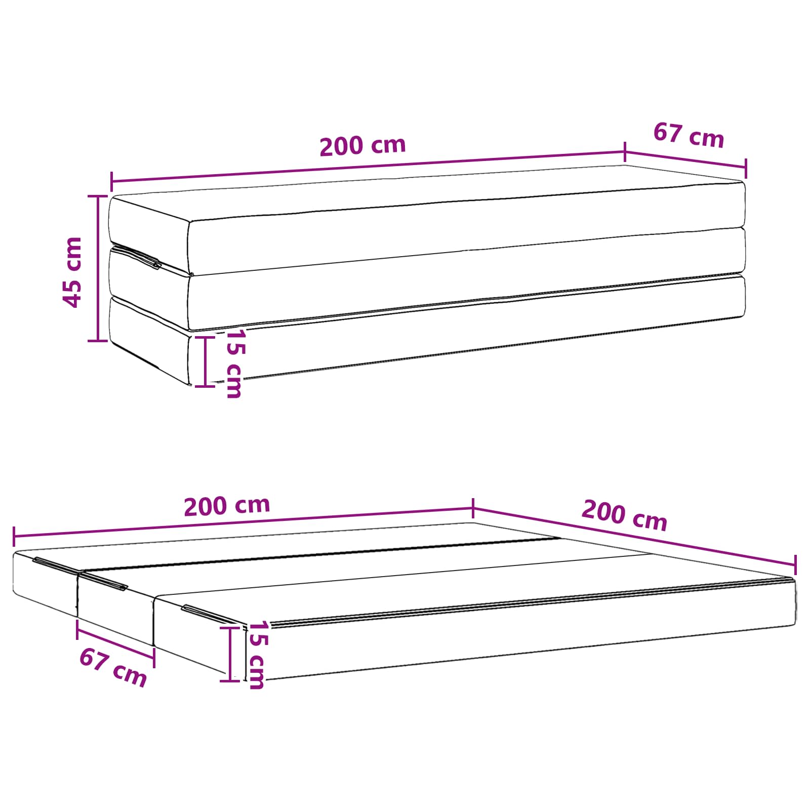 Sofa na razvlačenje 200 x 67 x 45 cm Sivosmeđa