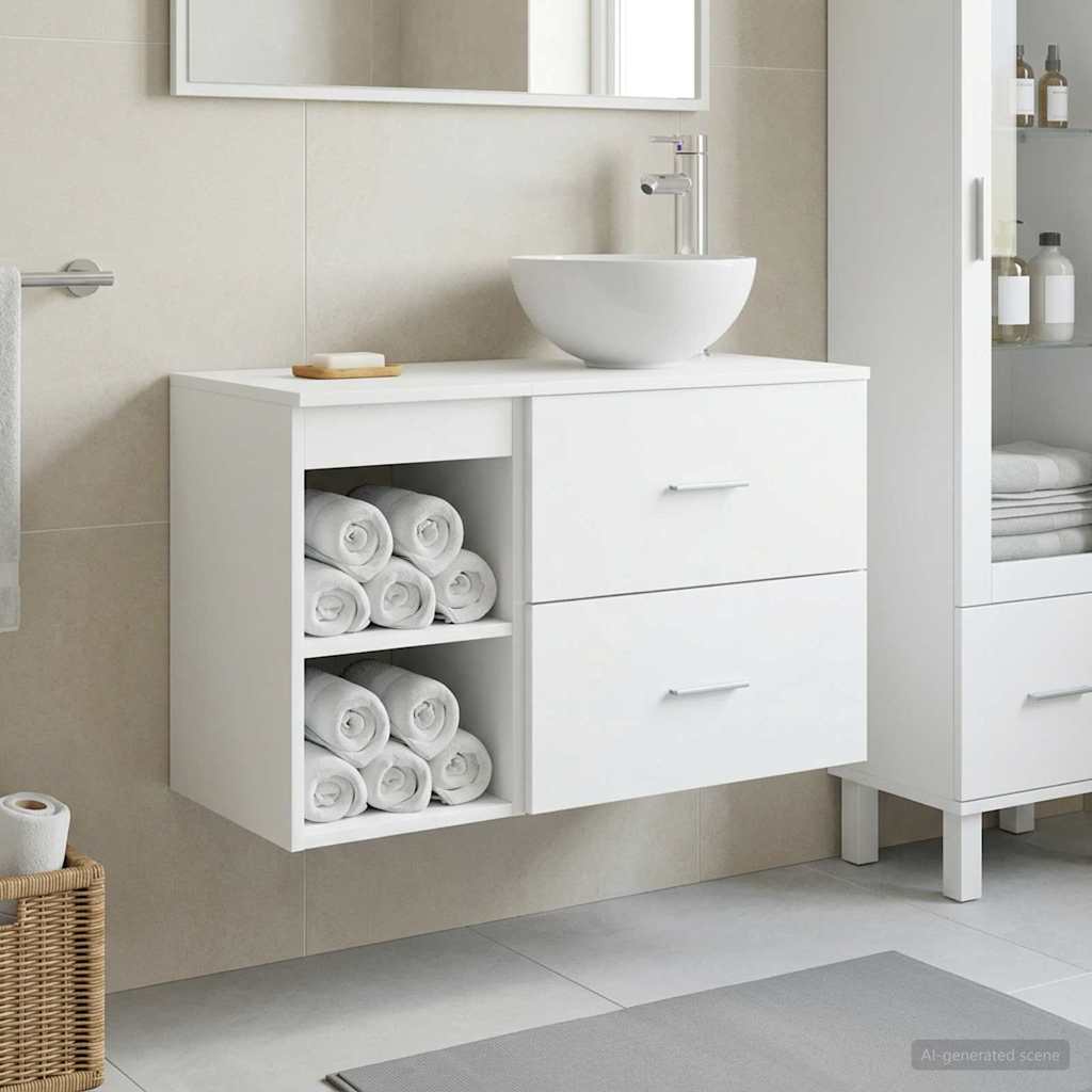 Set namještaja za kupaonicu 2 pcs Bijela Konstruirano drvo