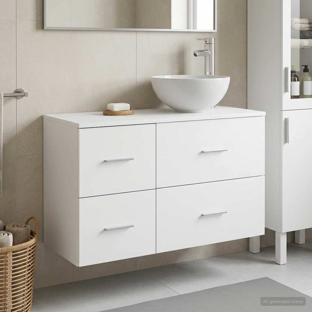 Set namještaja za kupaonicu 2 pcs Bijela Konstruirano drvo